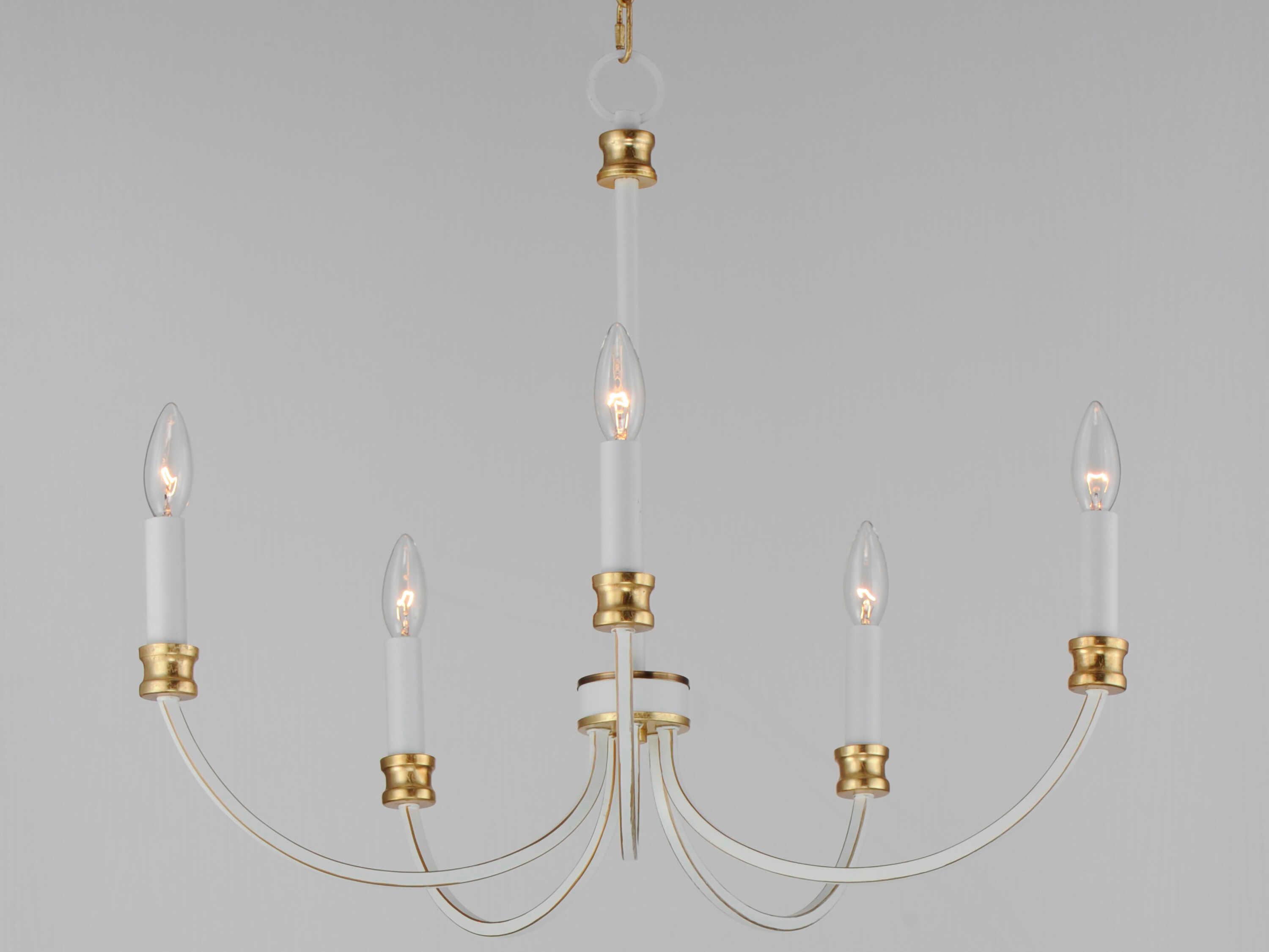 Maxim Lighting Charlton 5-Light Weathered White Gold Leaf Candelabra Chandelier