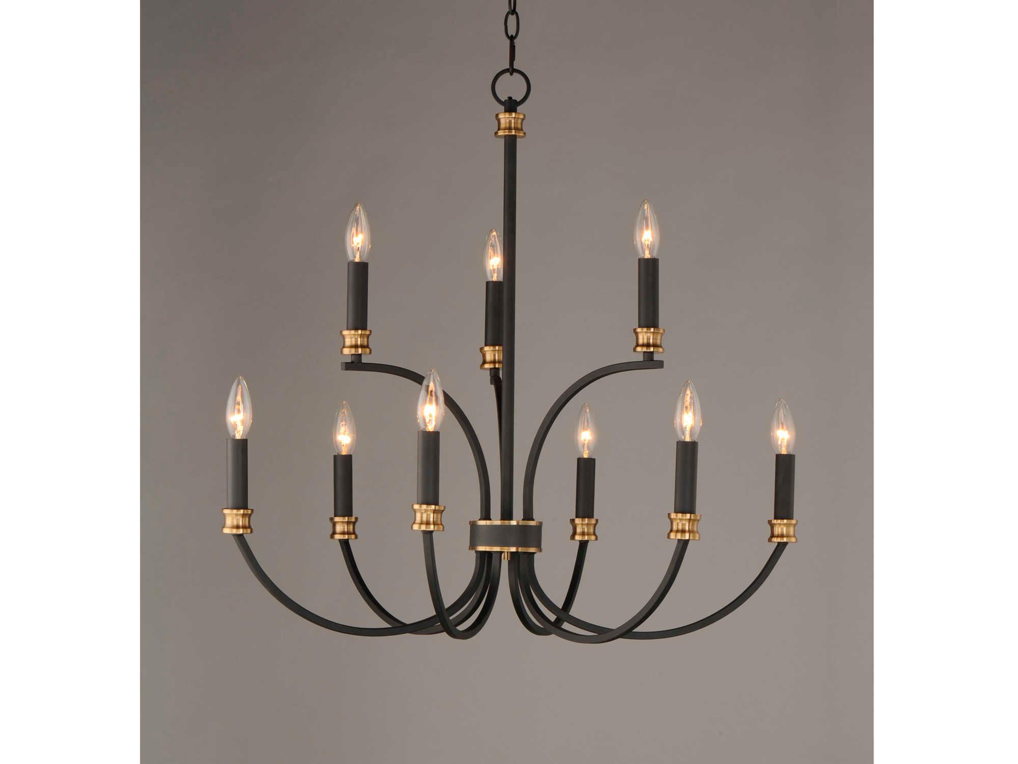 Maxim Lighting Charlton 9-Light Black Antique Brass Candelabra Tiered Chandelier