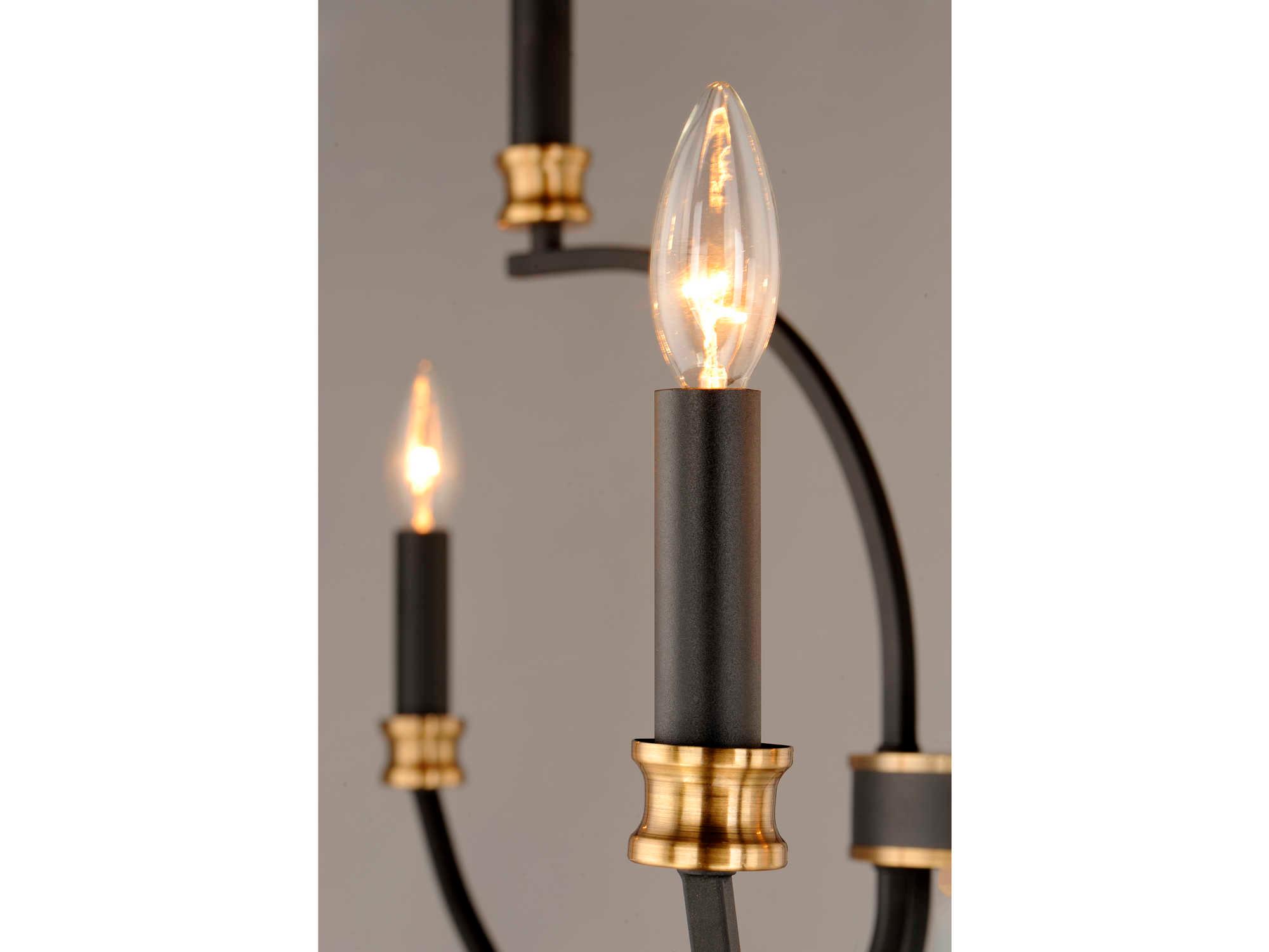 Maxim Lighting Charlton 9-Light Black Antique Brass Candelabra Tiered Chandelier