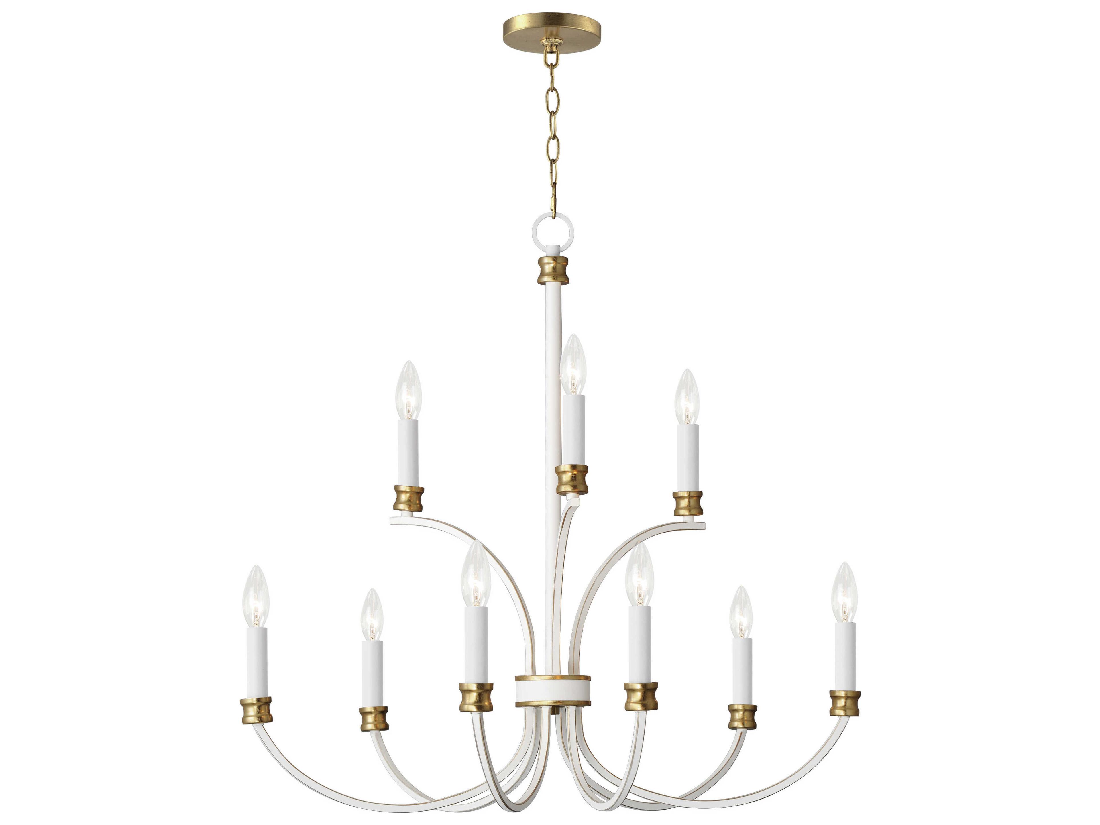 Maxim Lighting Charlton 9-Light Weathered White Gold Leaf Candelabra Tiered Chandelier