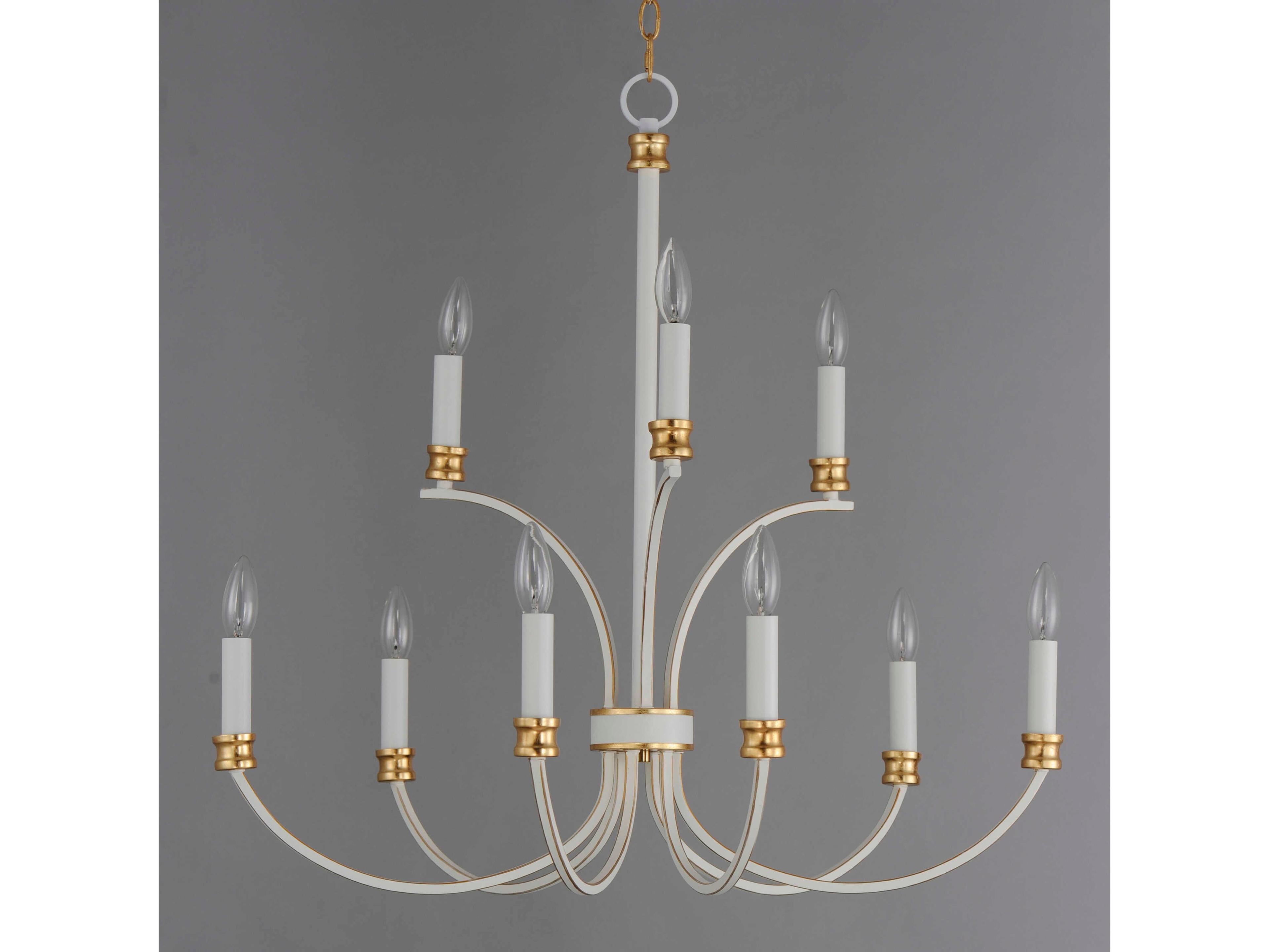 Maxim Lighting Charlton 9-Light Weathered White Gold Leaf Candelabra Tiered Chandelier