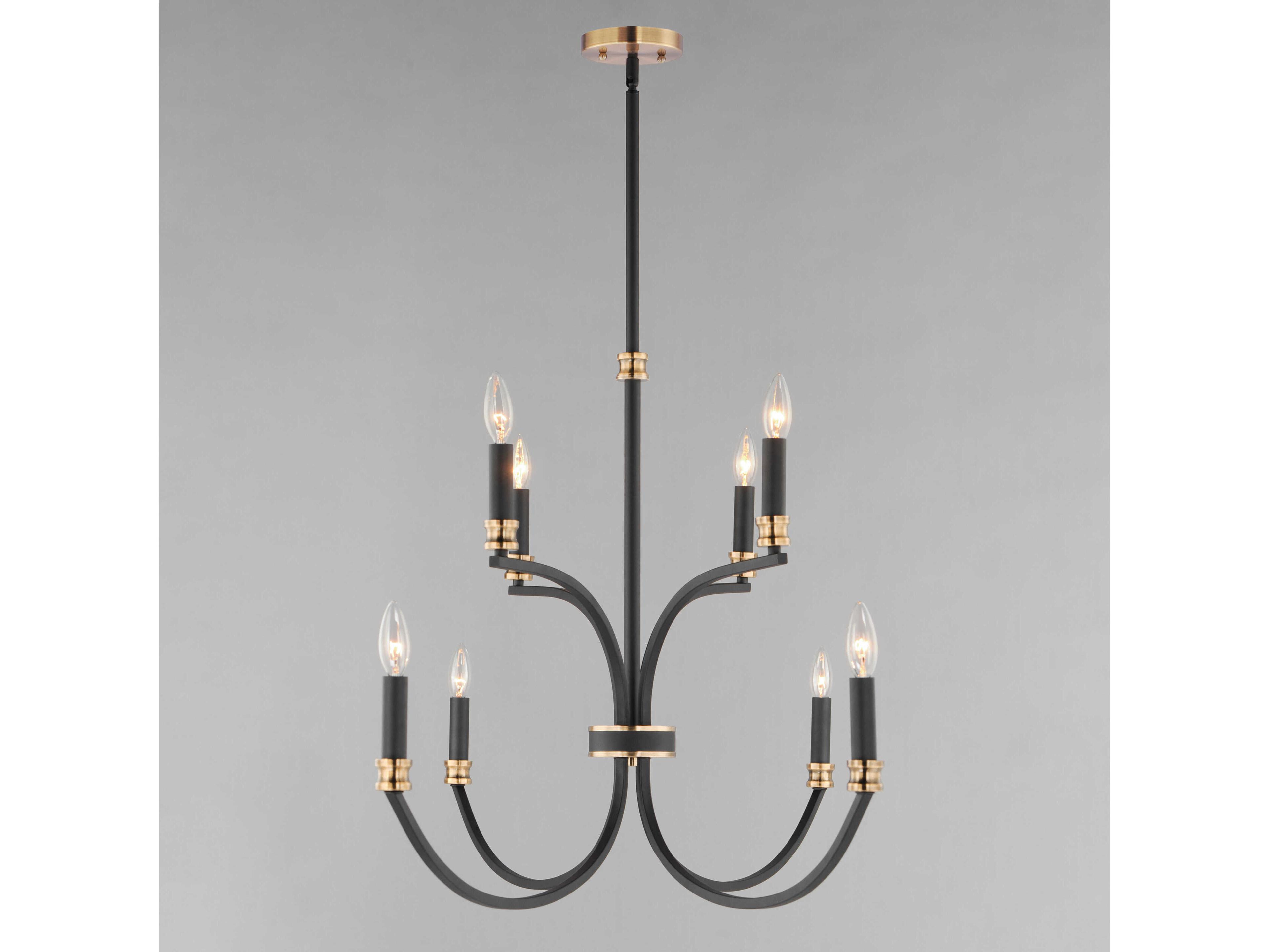 Maxim Lighting Charlton 8-Light Black Antique Brass Candelabra Chandelier