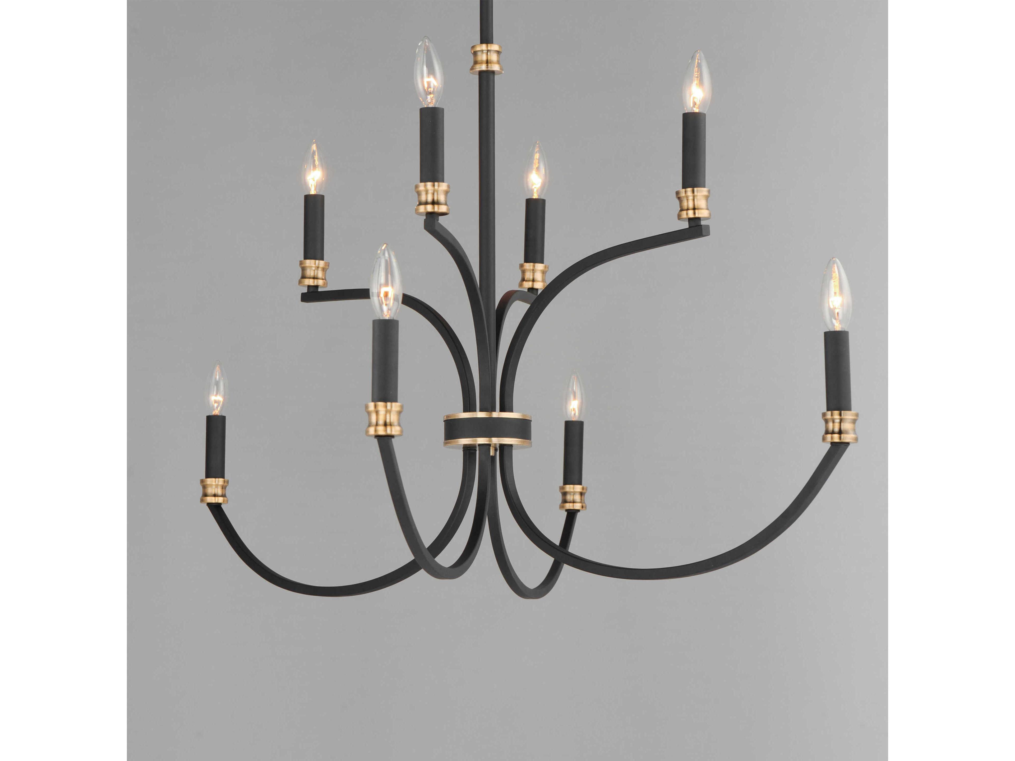 Maxim Lighting Charlton 8-Light Black Antique Brass Candelabra Chandelier