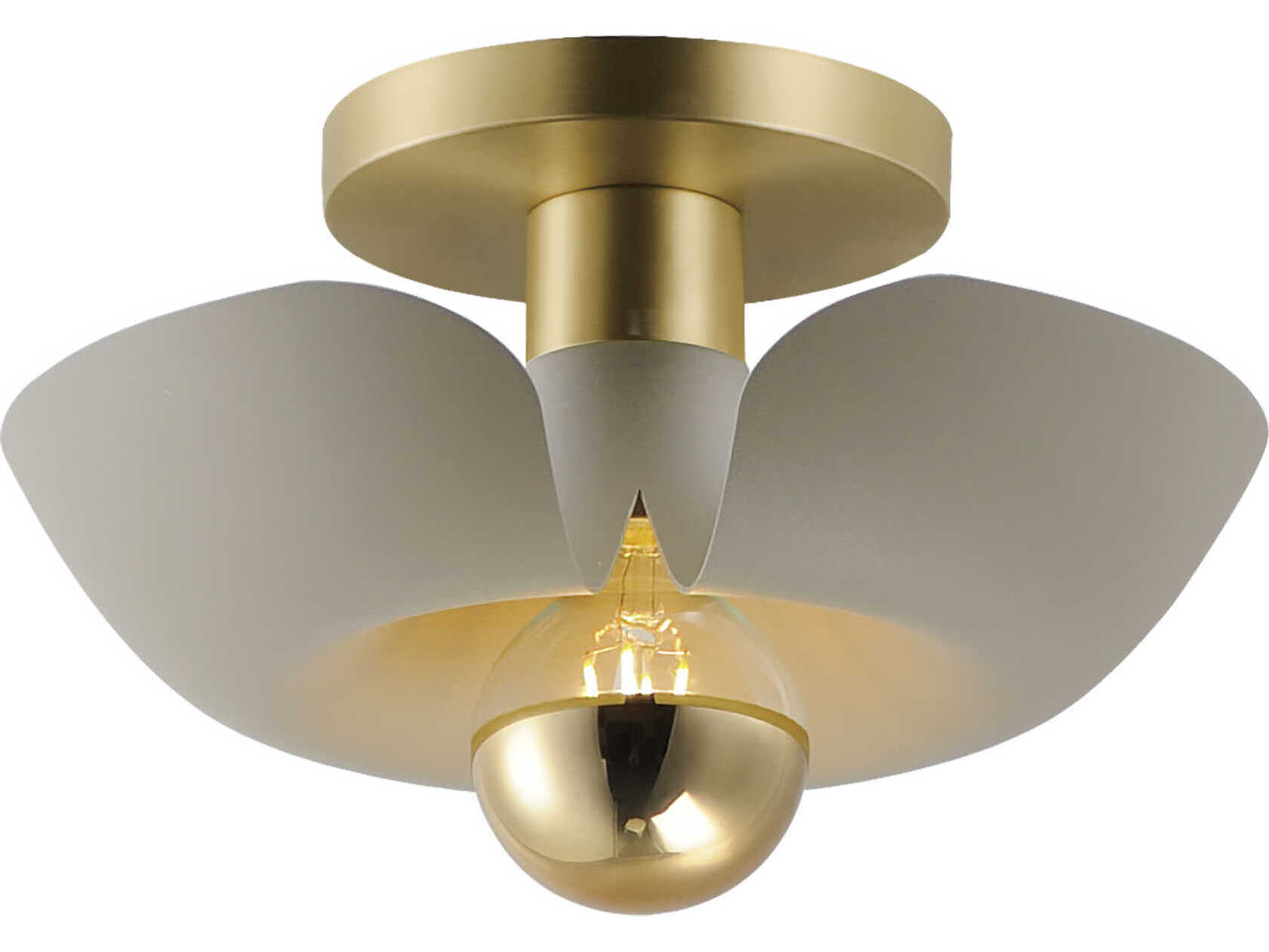 Maxim Lighting Poppy 1-Light Silver Gold Satin Brass Semi Flush Mount