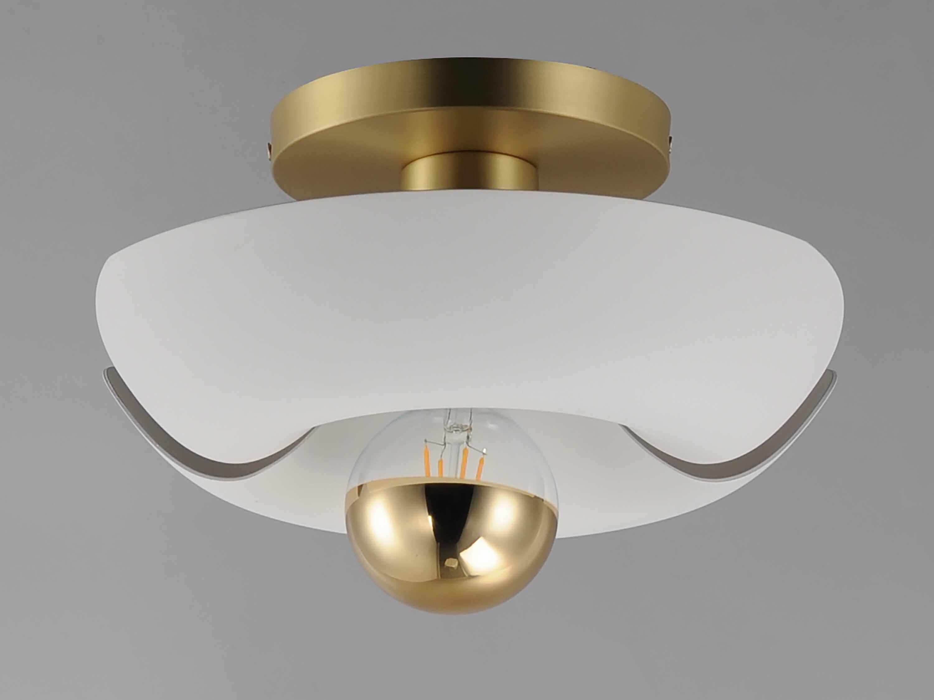 Maxim Lighting Poppy 1-Light White Satin Brass Semi Flush Mount
