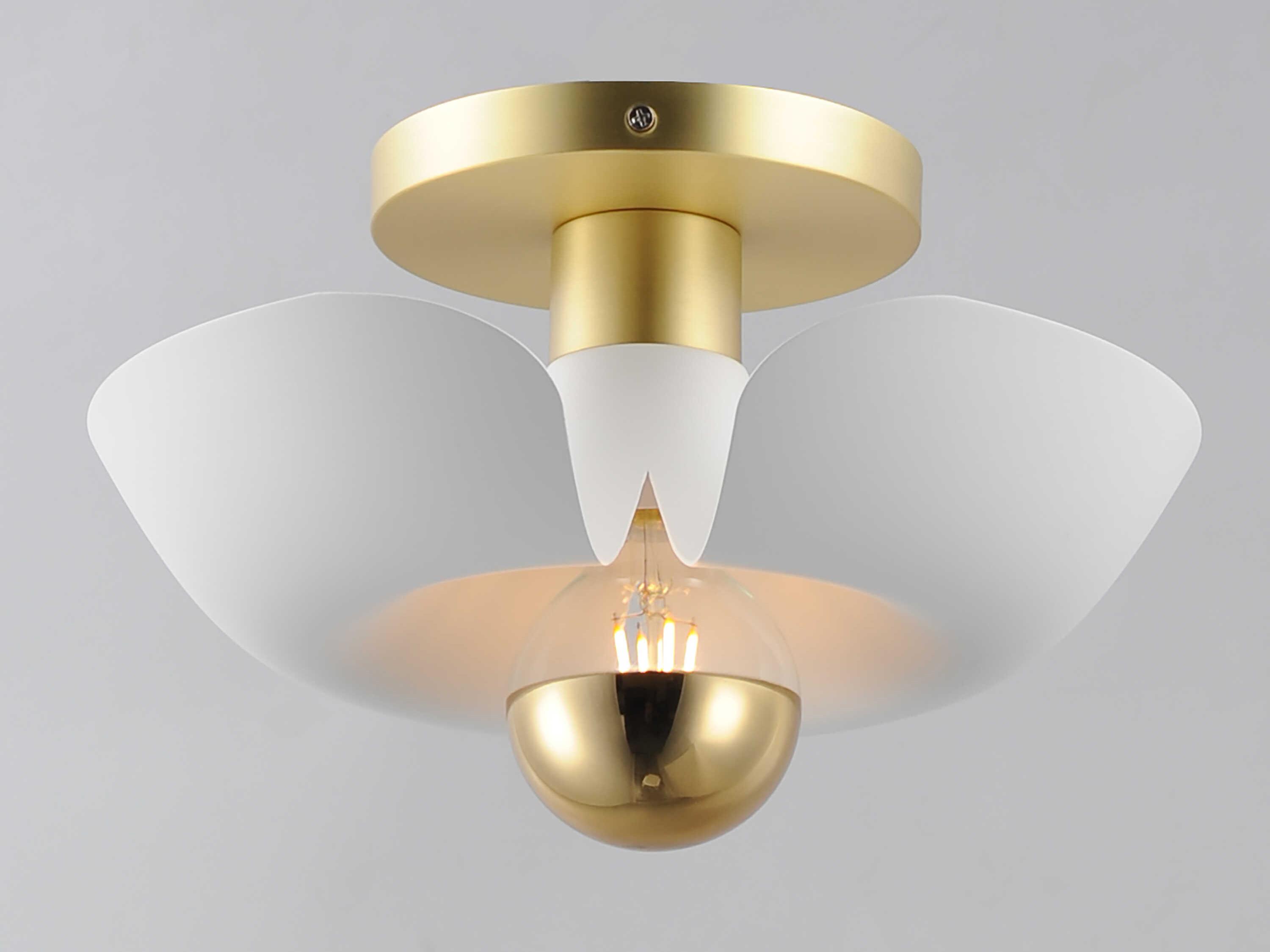 Maxim Lighting Poppy 1-Light White Satin Brass Semi Flush Mount