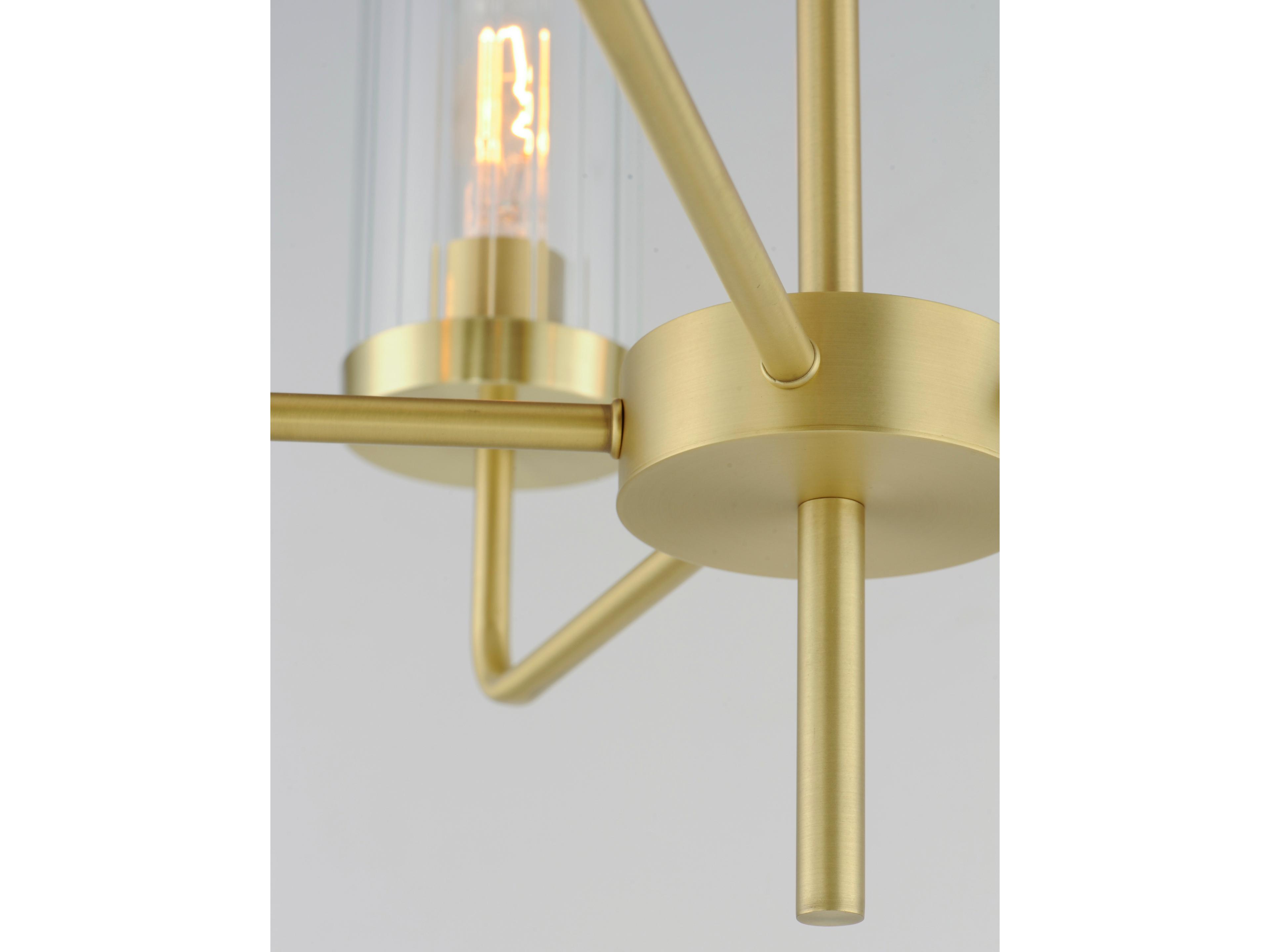 Maxim Lighting Crosby 5-Light Satin Brass Glass Candelabra Cylinder Chandelier