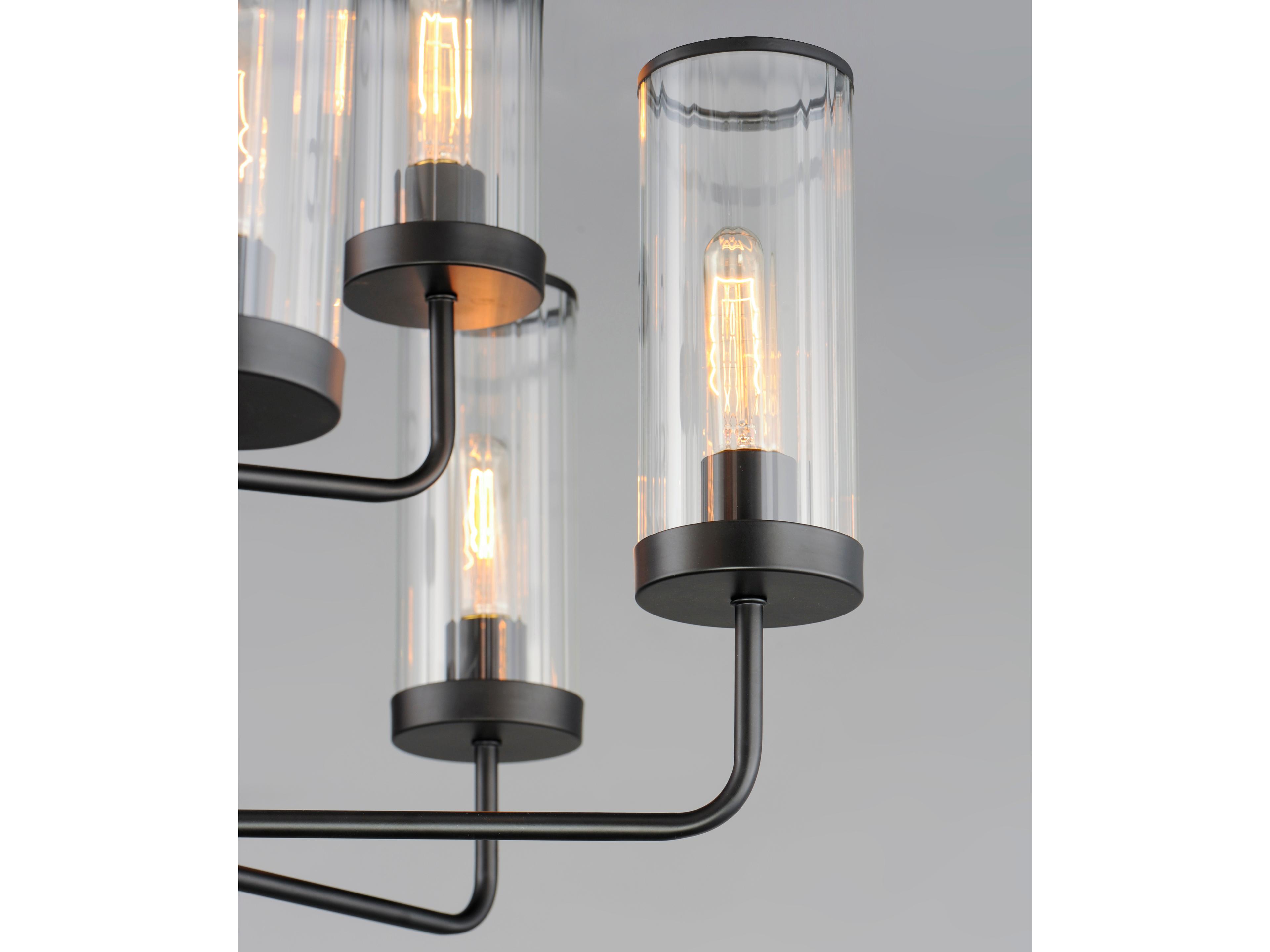 Maxim Lighting Crosby 9-Light Black Glass Candelabra Cylinder Tiered Chandelier