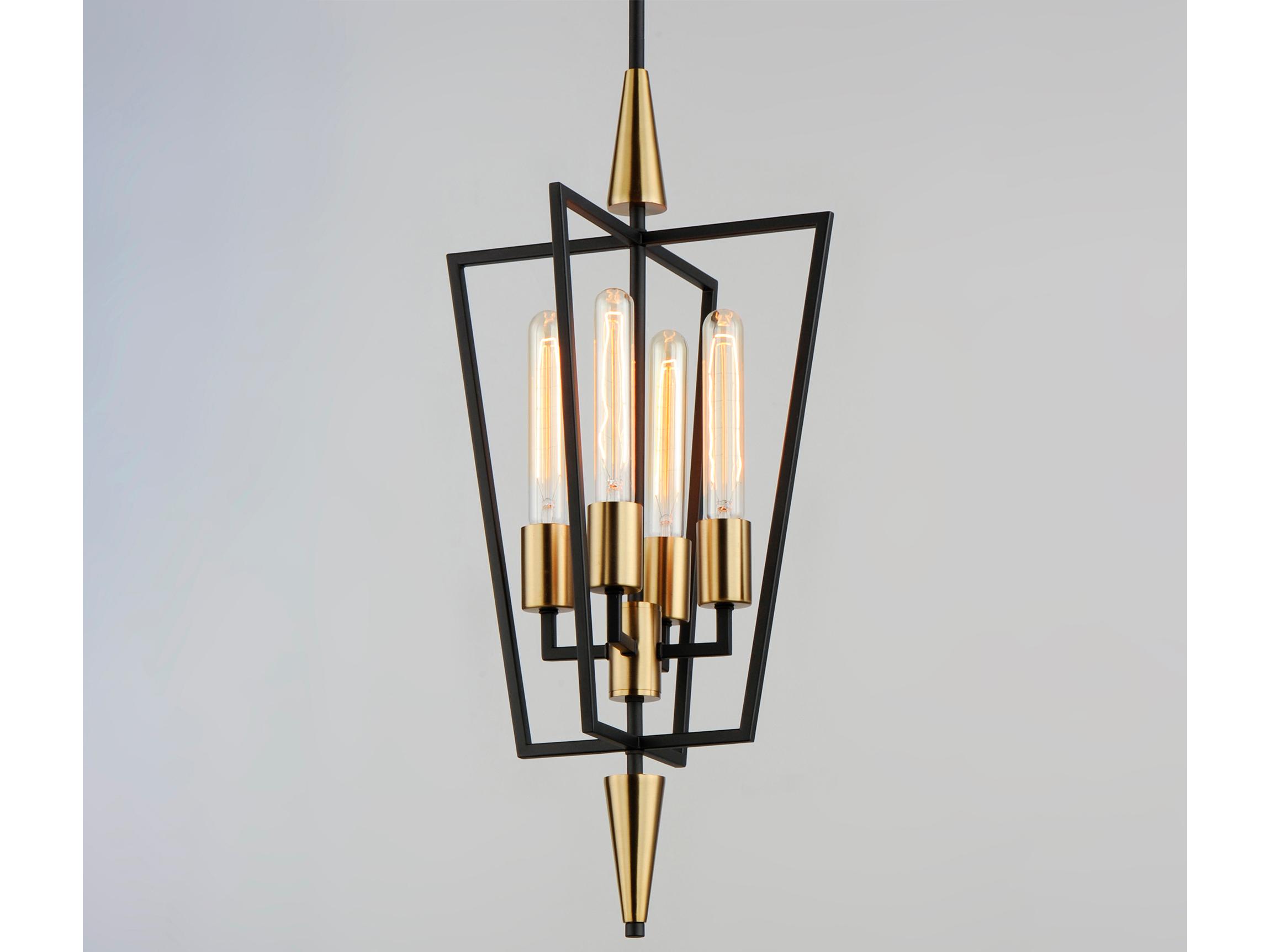 Maxim Lighting Wings 4-Light Black Satin Brass Candelabra Geometric Chandelier