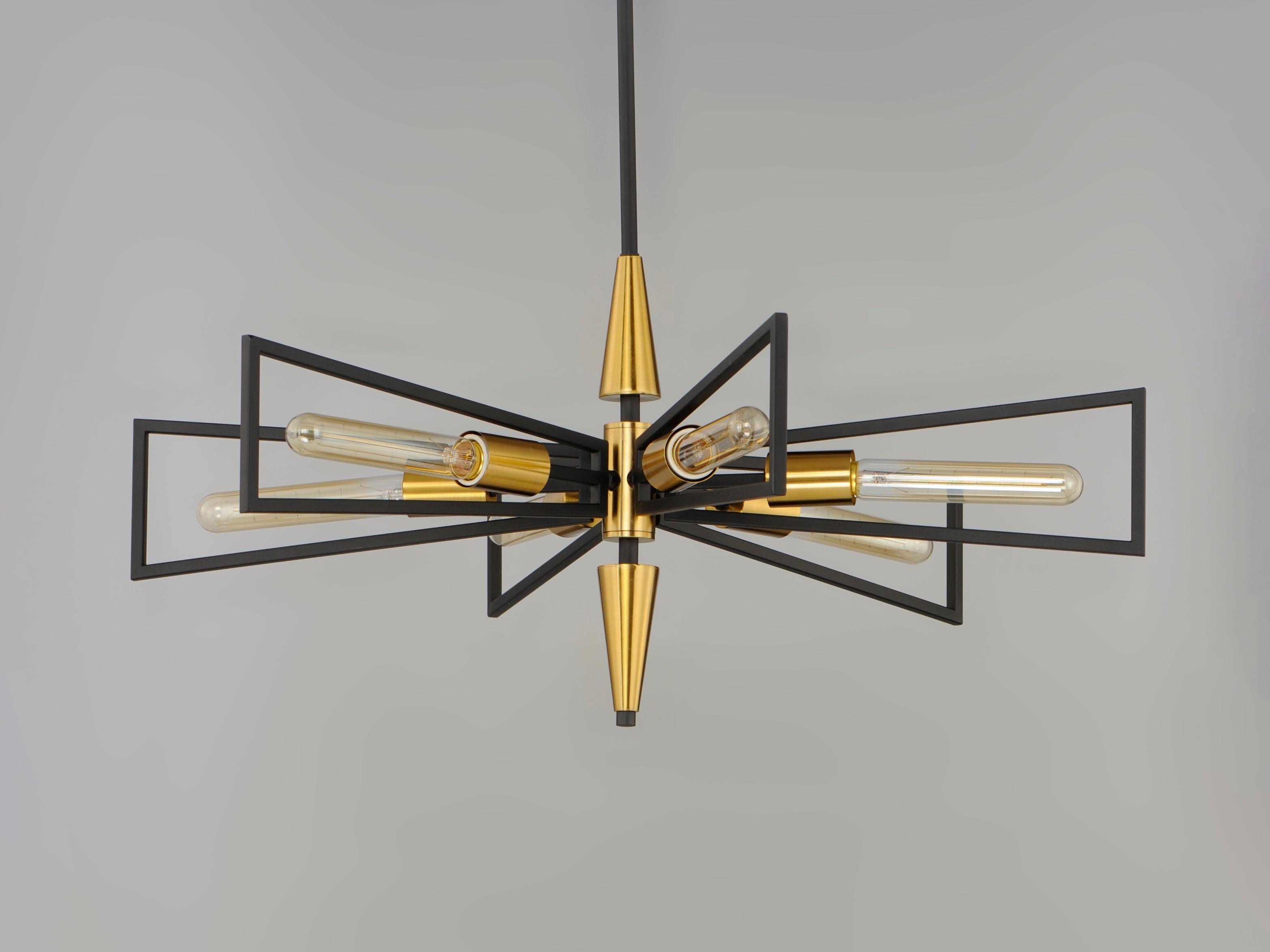 Maxim Lighting Wings 6-Light Black Satin Brass Geometric Sputnik Chandelier