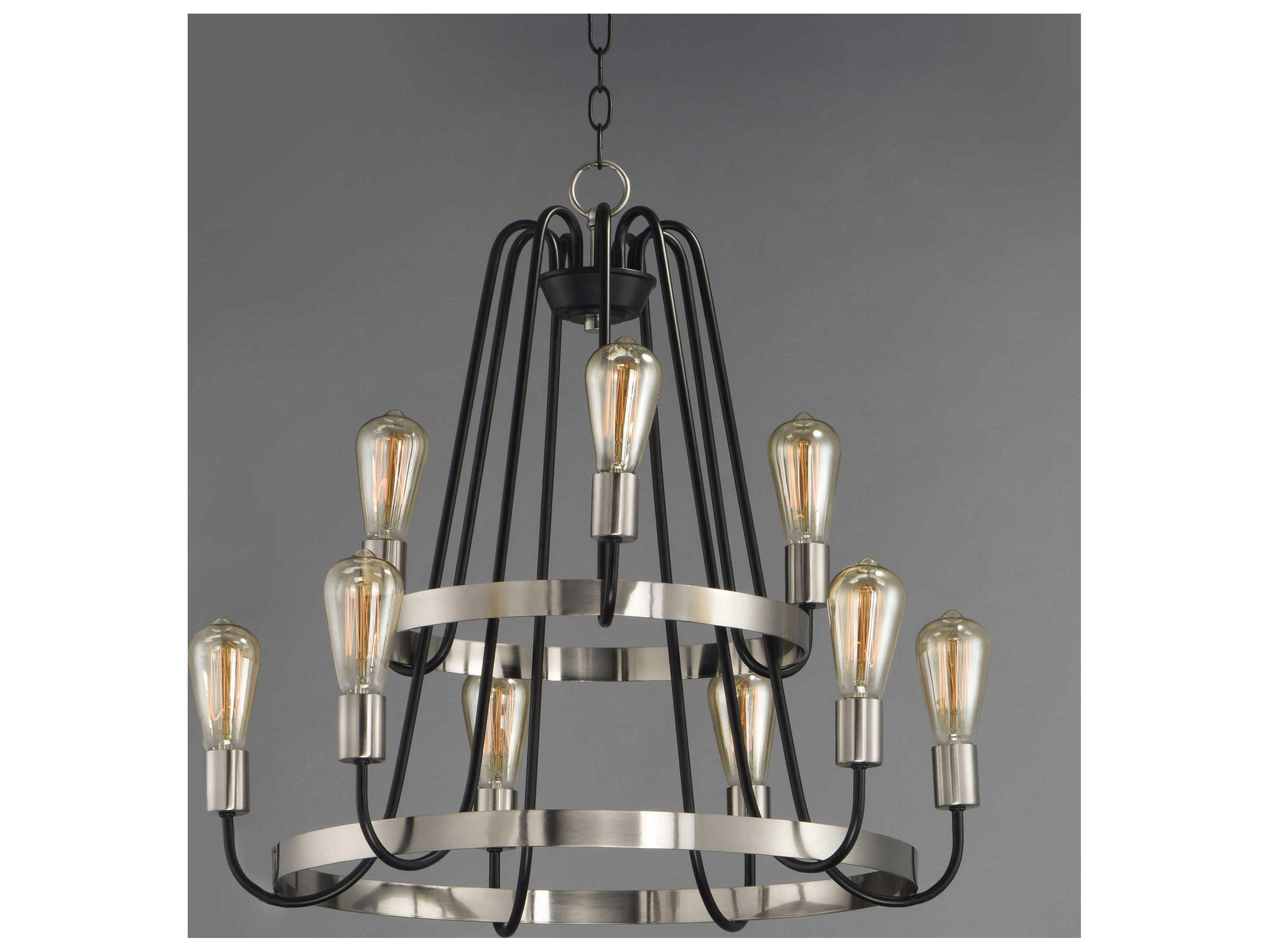 Maxim Lighting Haven 9-Light Black Satin Nickel Candelabra Tiered Chandelier