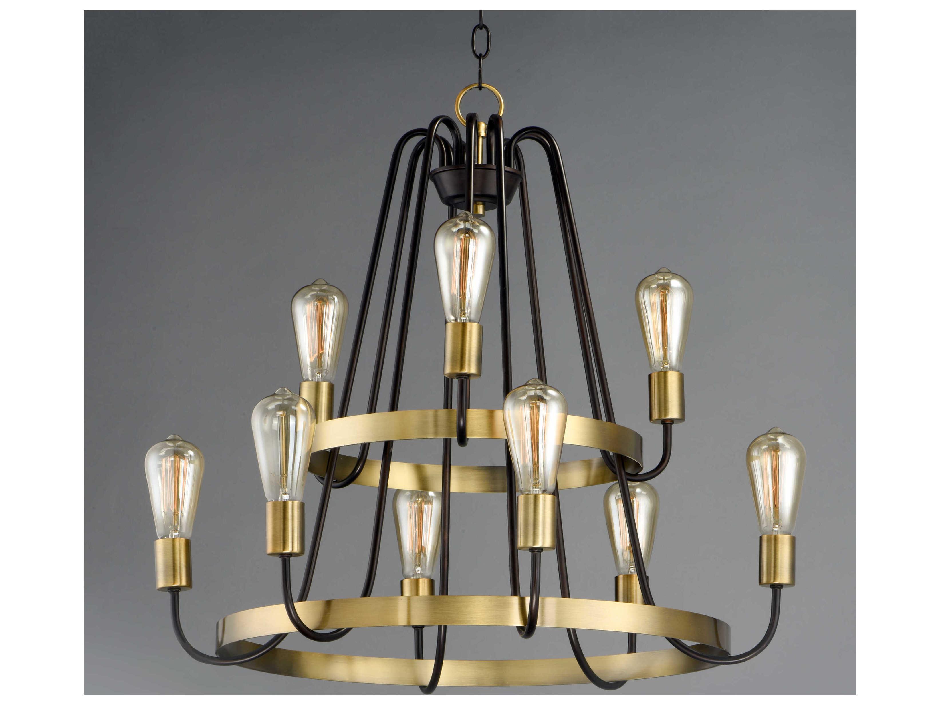 Maxim Lighting Haven 9-Light Oil Rubbed Bronze Antique Brass Candelabra Tiered Chandelier