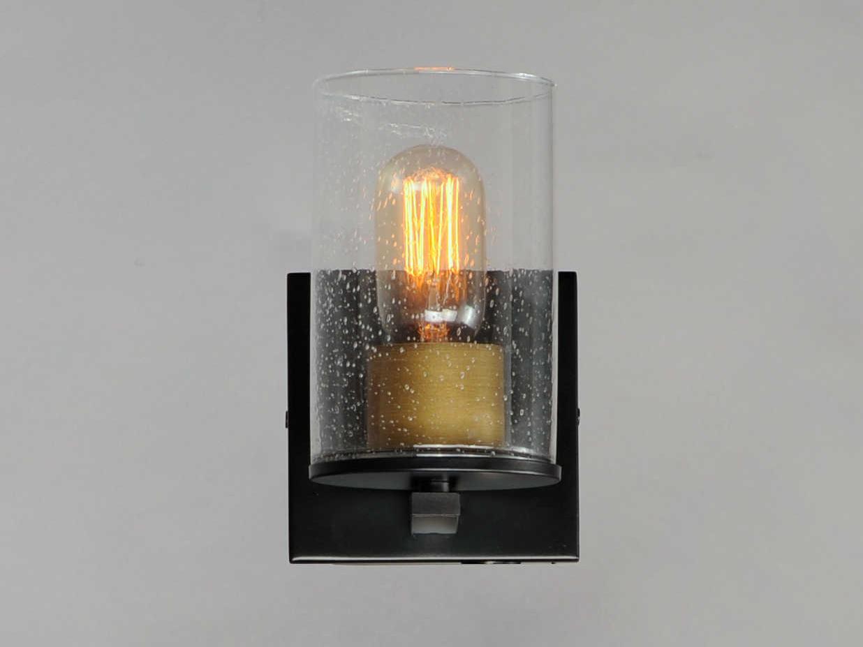 Maxim Lighting Sleek 1-Light Antique Brass Black Glass Wall Sconce