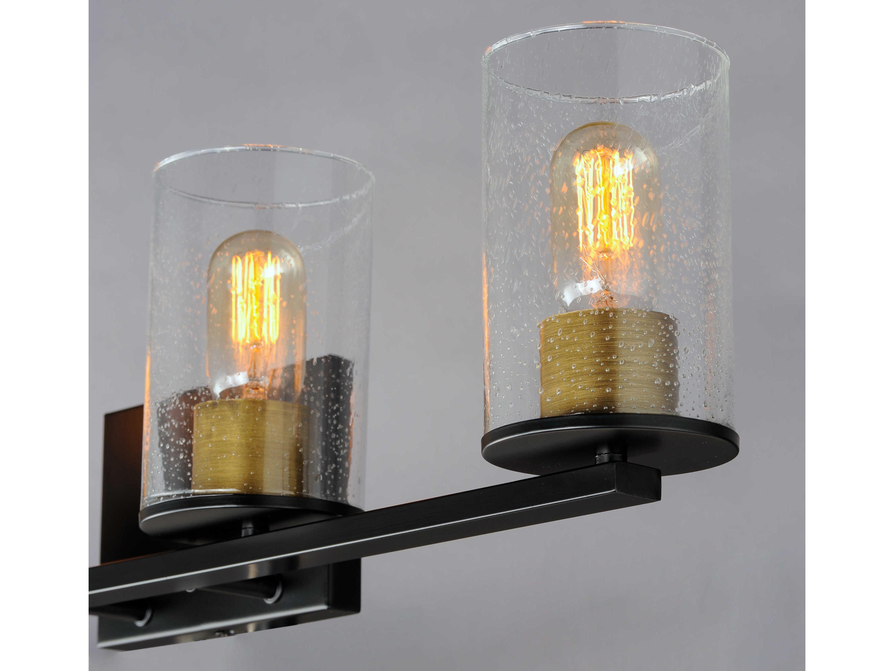 Maxim Lighting Sleek 4-Light Antique Brass Black Glass Vanity Light