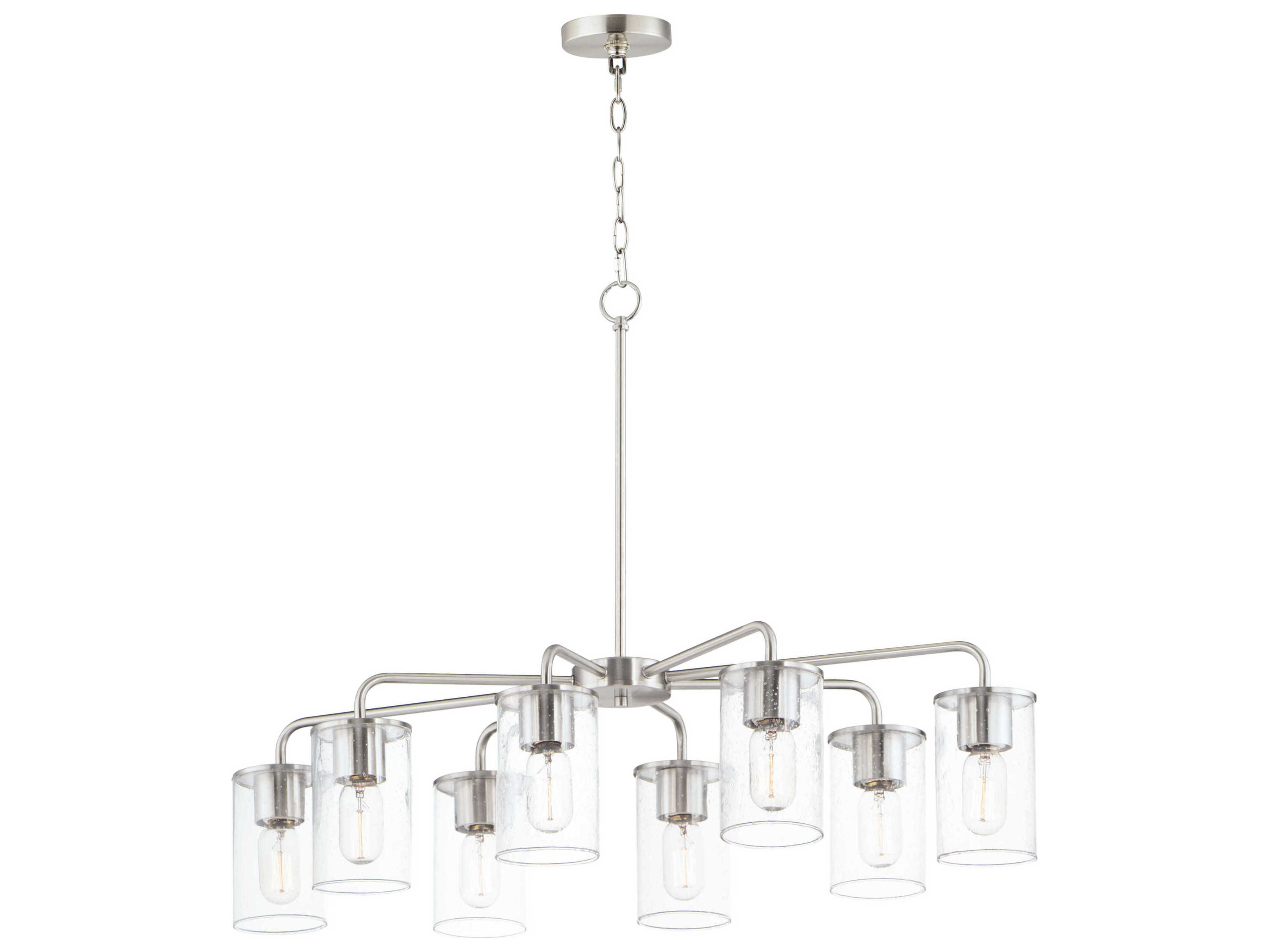 Maxim Lighting Sleek 8-Light Satin Nickel Glass Cylinder Chandelier