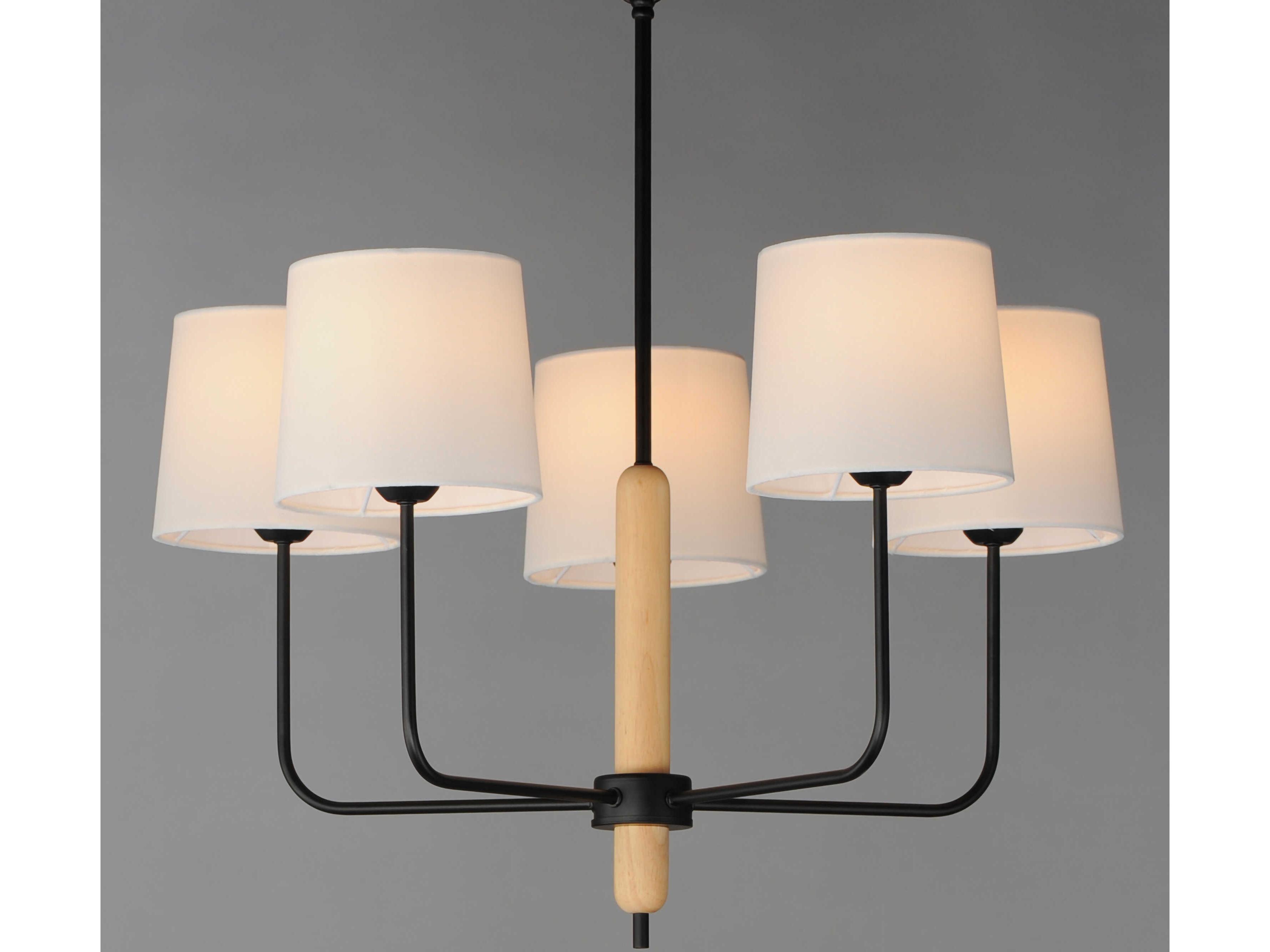 Maxim Lighting Bozeman 5-Light Natural Wood Drum Round Chandelier