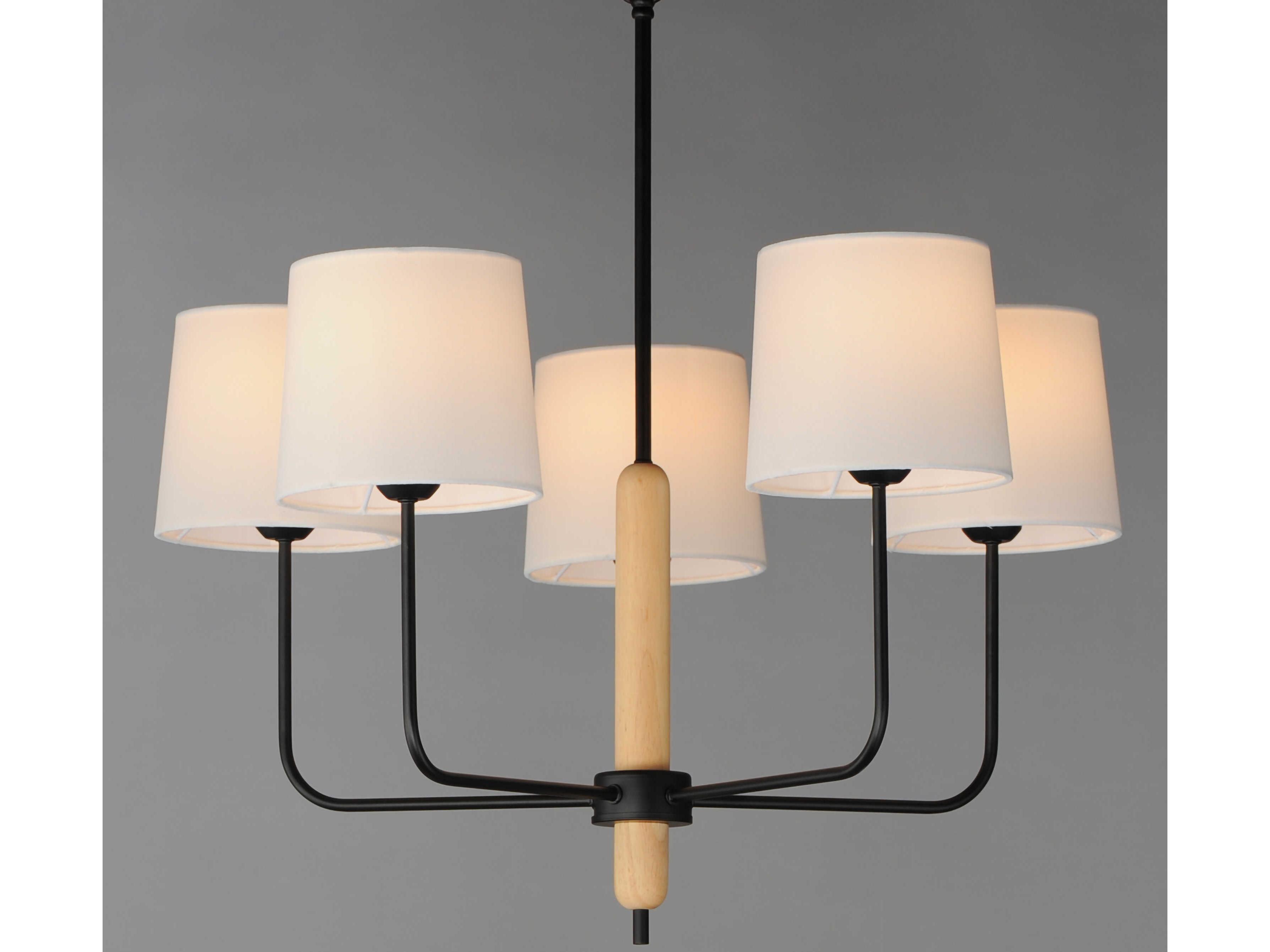 Maxim Lighting Bozeman 5-Light Natural Wood Drum Round Chandelier