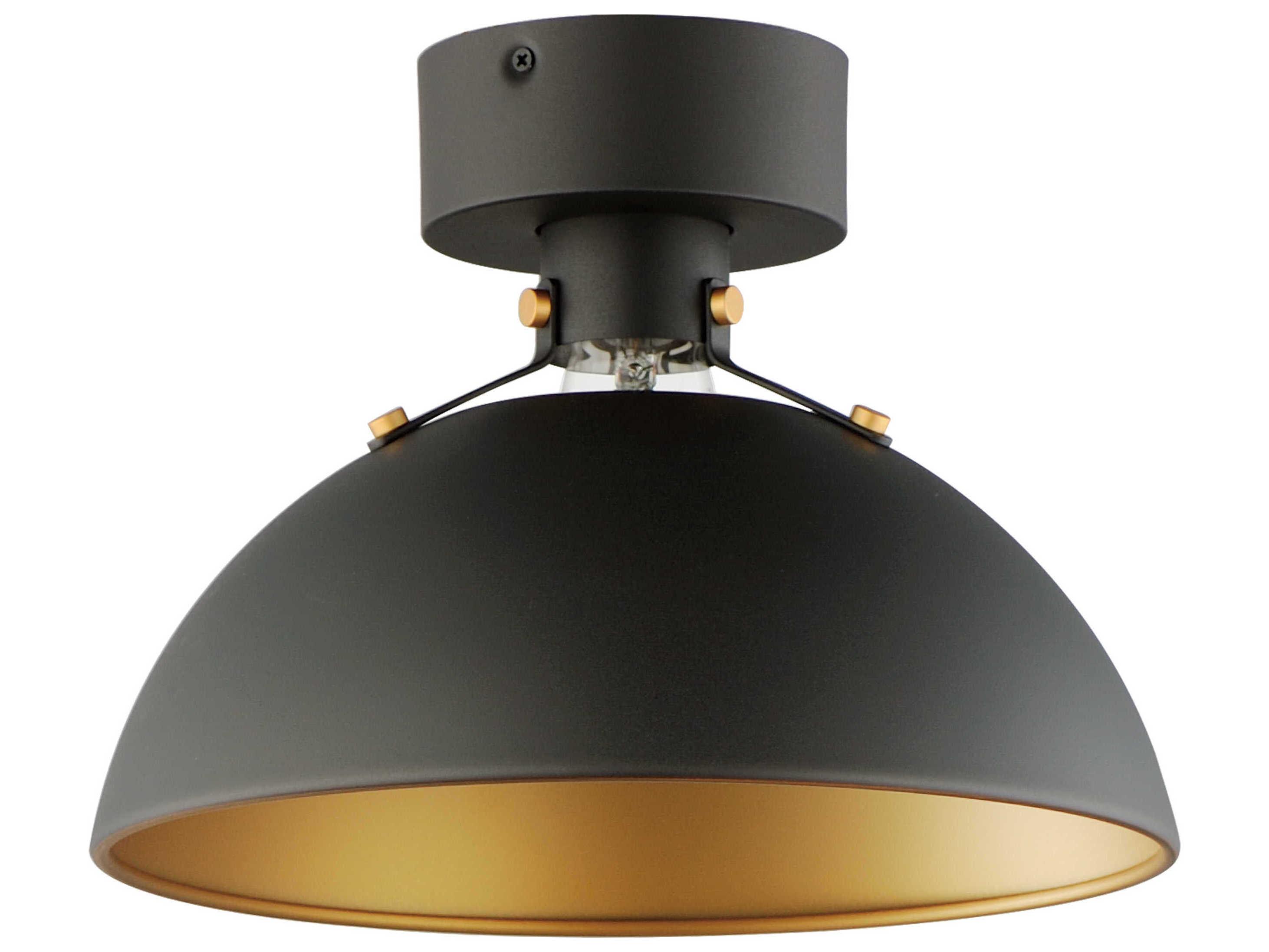 Maxim Lighting Dawn 1-Light Antique Brass Black Dome Semi Flush Mount