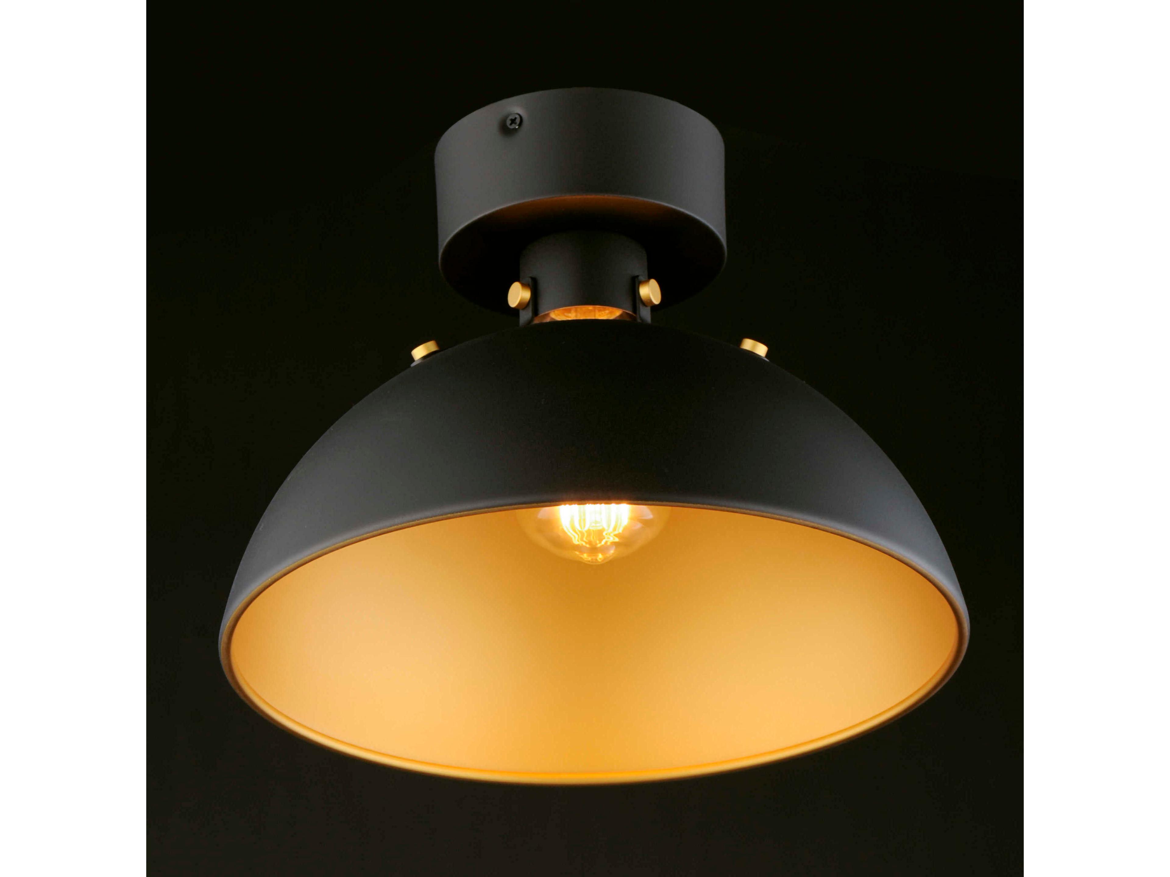 Maxim Lighting Dawn 1-Light Antique Brass Black Dome Semi Flush Mount