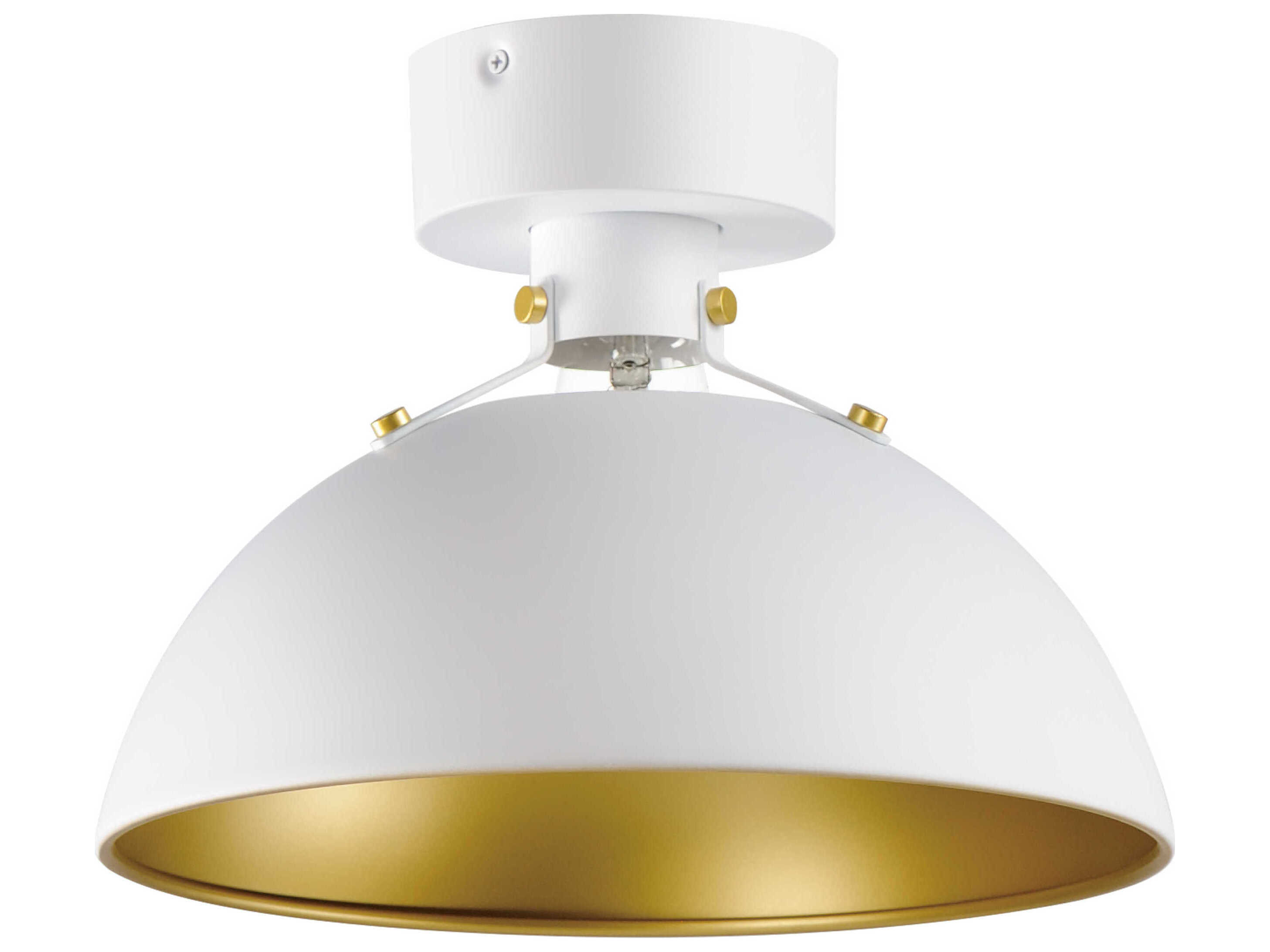Maxim Lighting Dawn 1-Light White Satin Brass Dome Semi Flush Mount