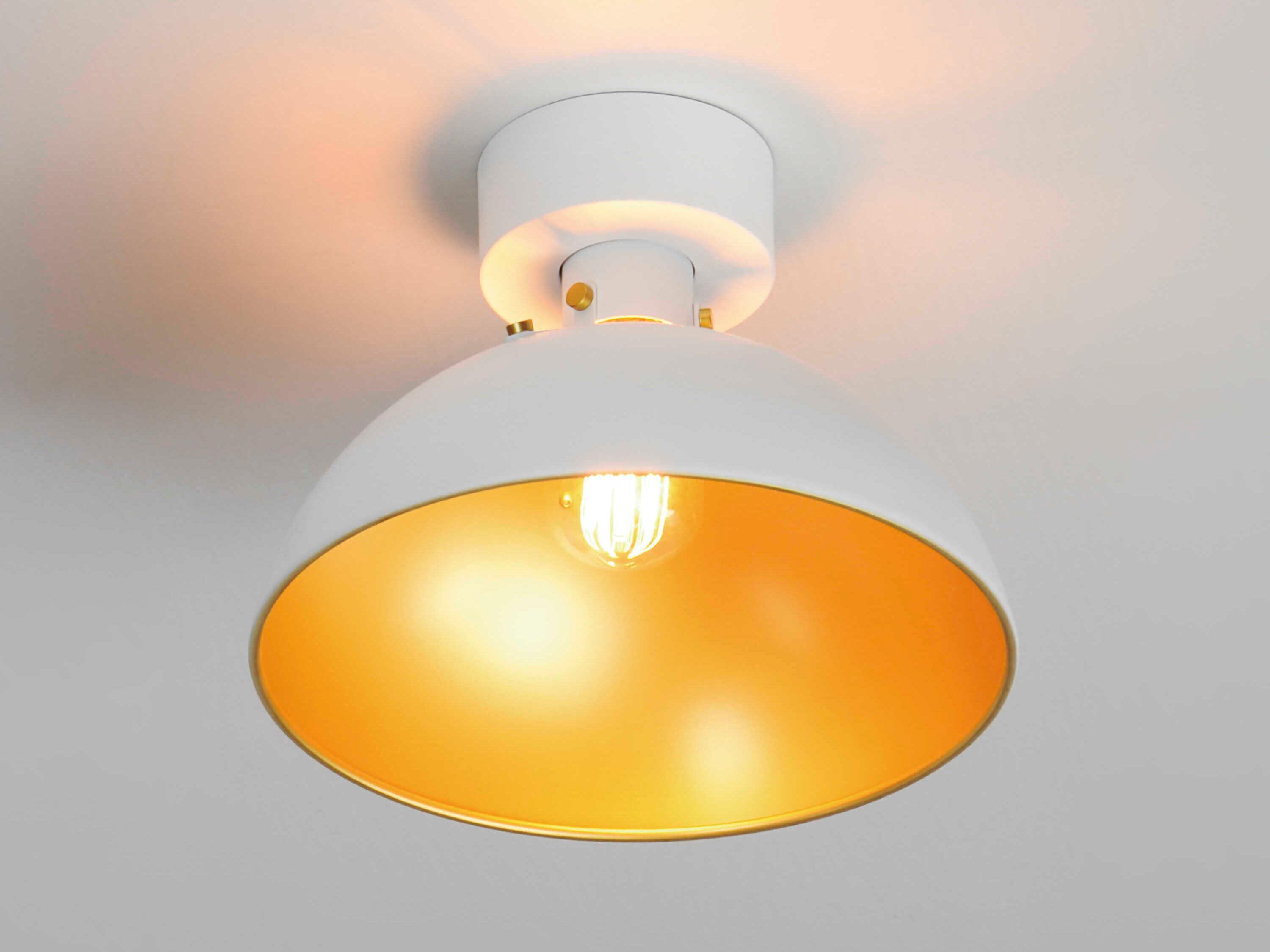 Maxim Lighting Dawn 1-Light White Satin Brass Dome Semi Flush Mount