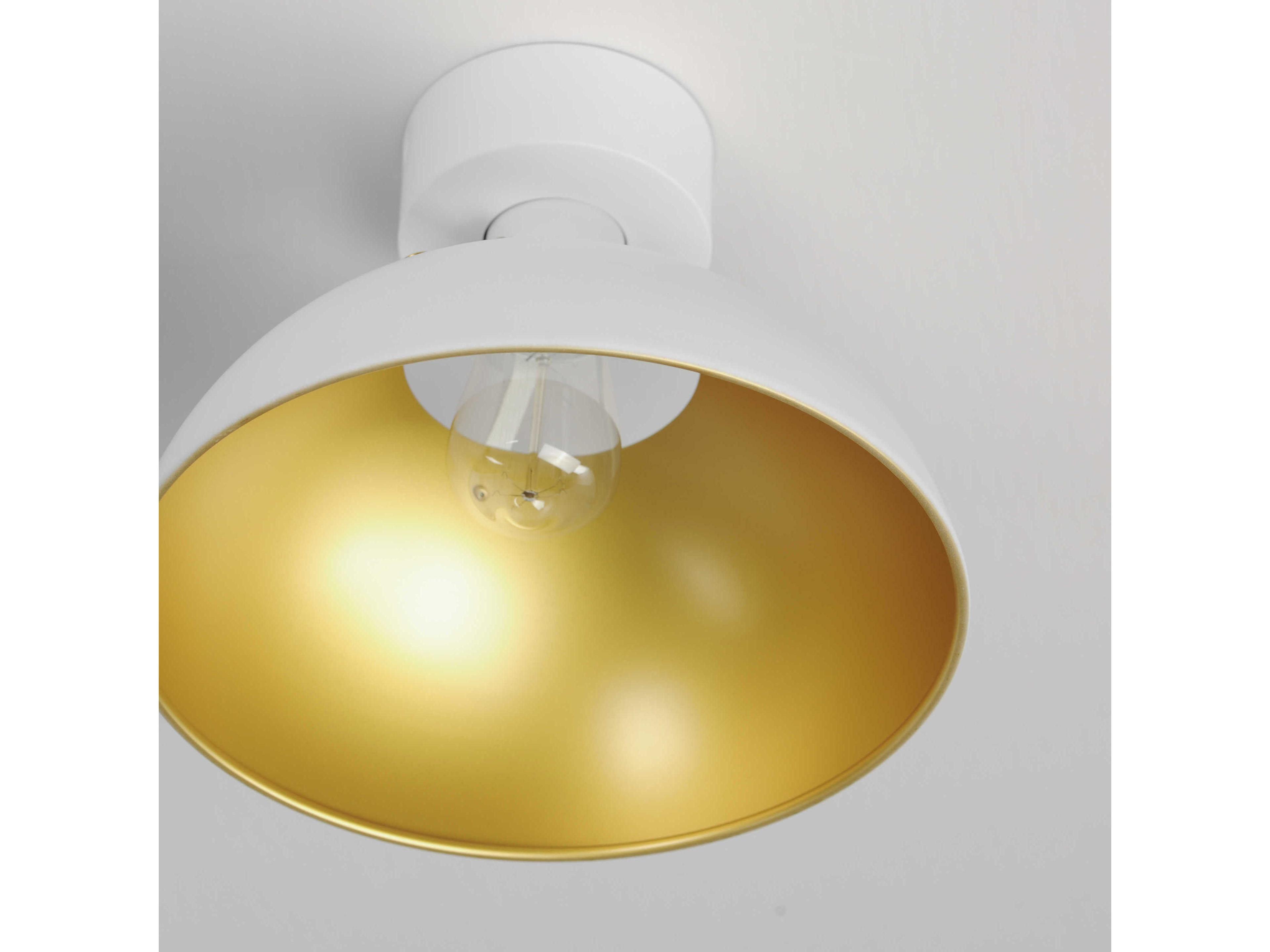 Maxim Lighting Dawn 1-Light White Satin Brass Dome Semi Flush Mount