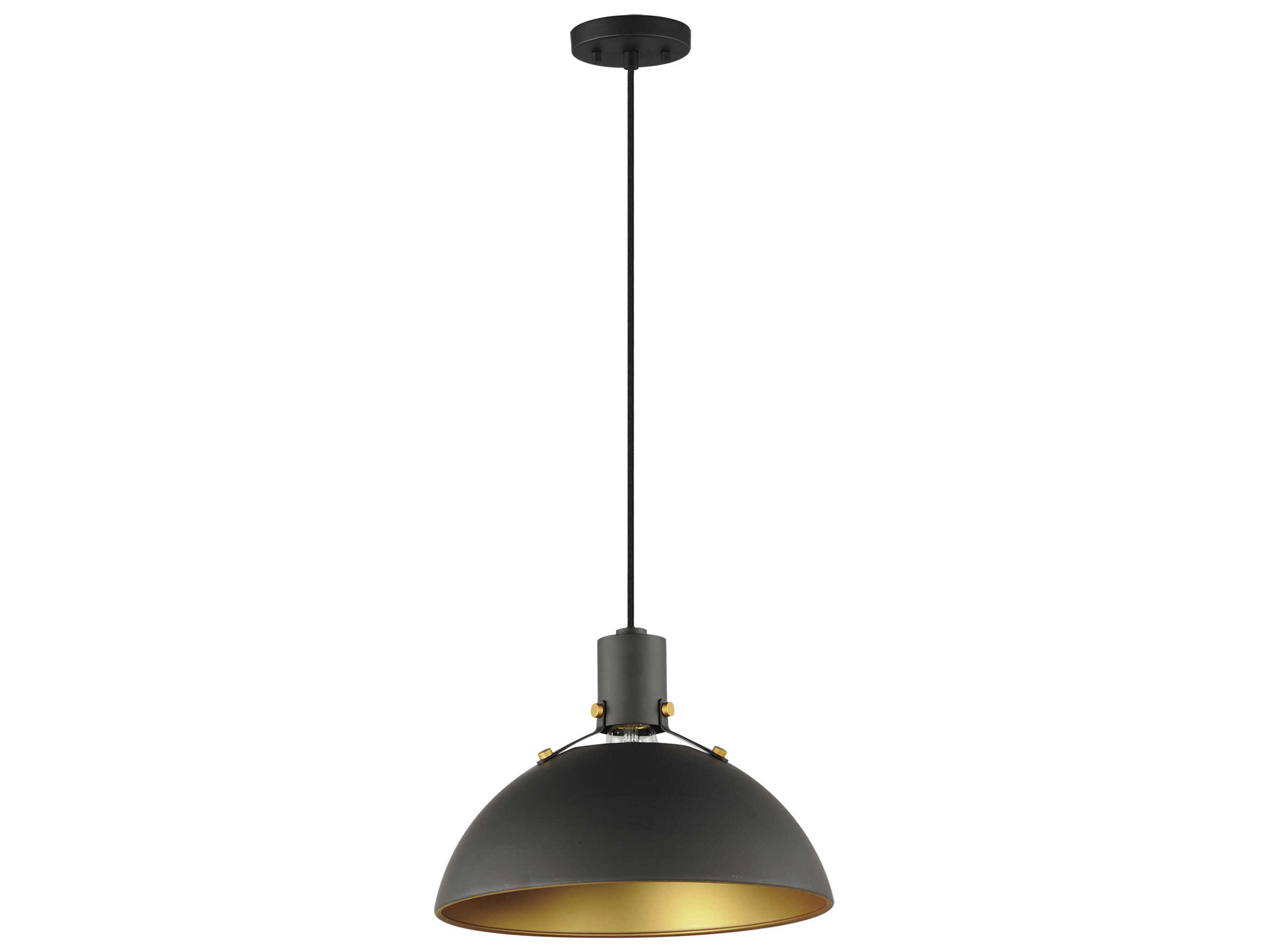 Maxim Lighting Dawn 1-Light Antique Brass Black Dome Mini Pendant