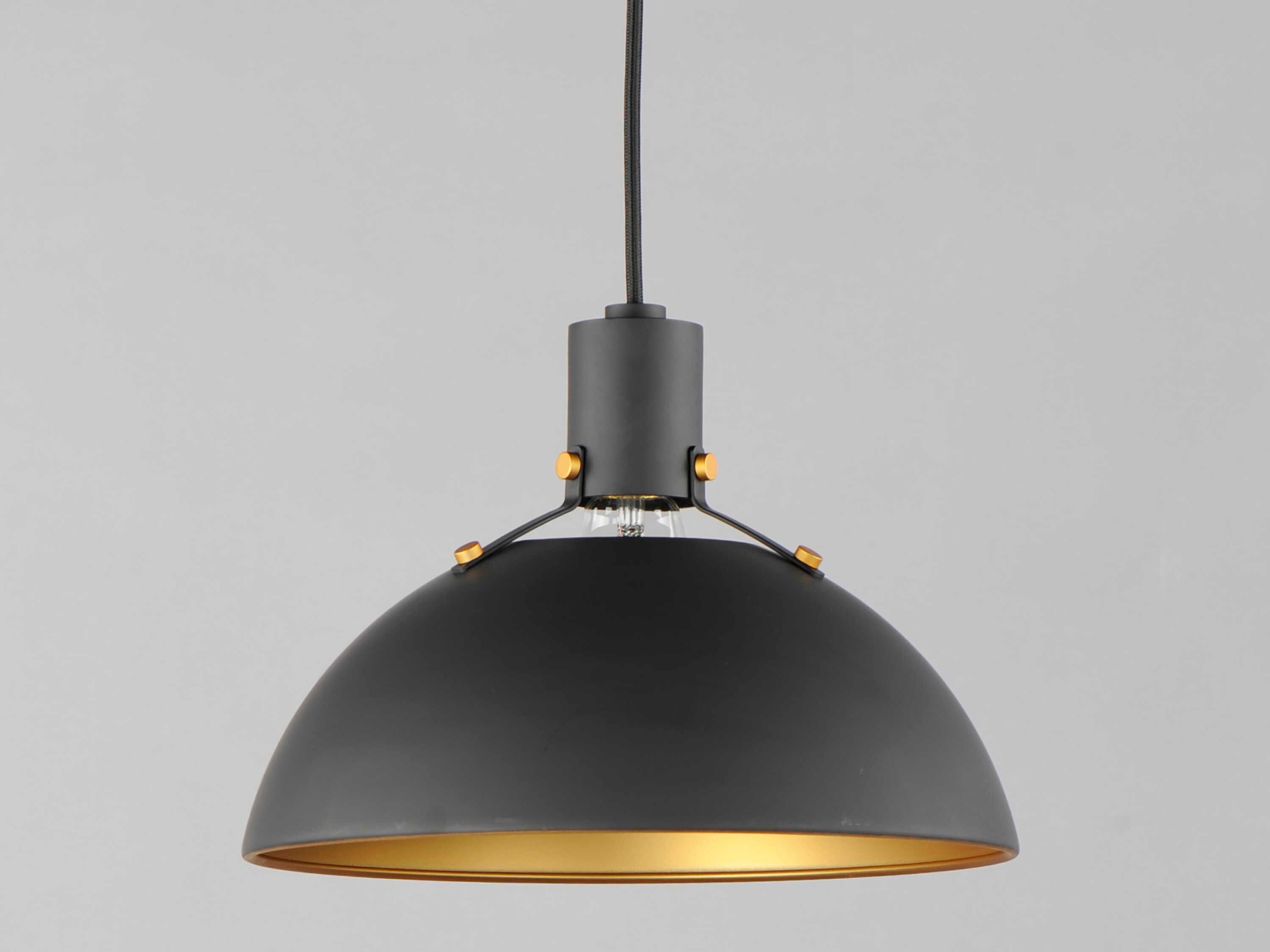 Maxim Lighting Dawn 1-Light Antique Brass Black Dome Mini Pendant