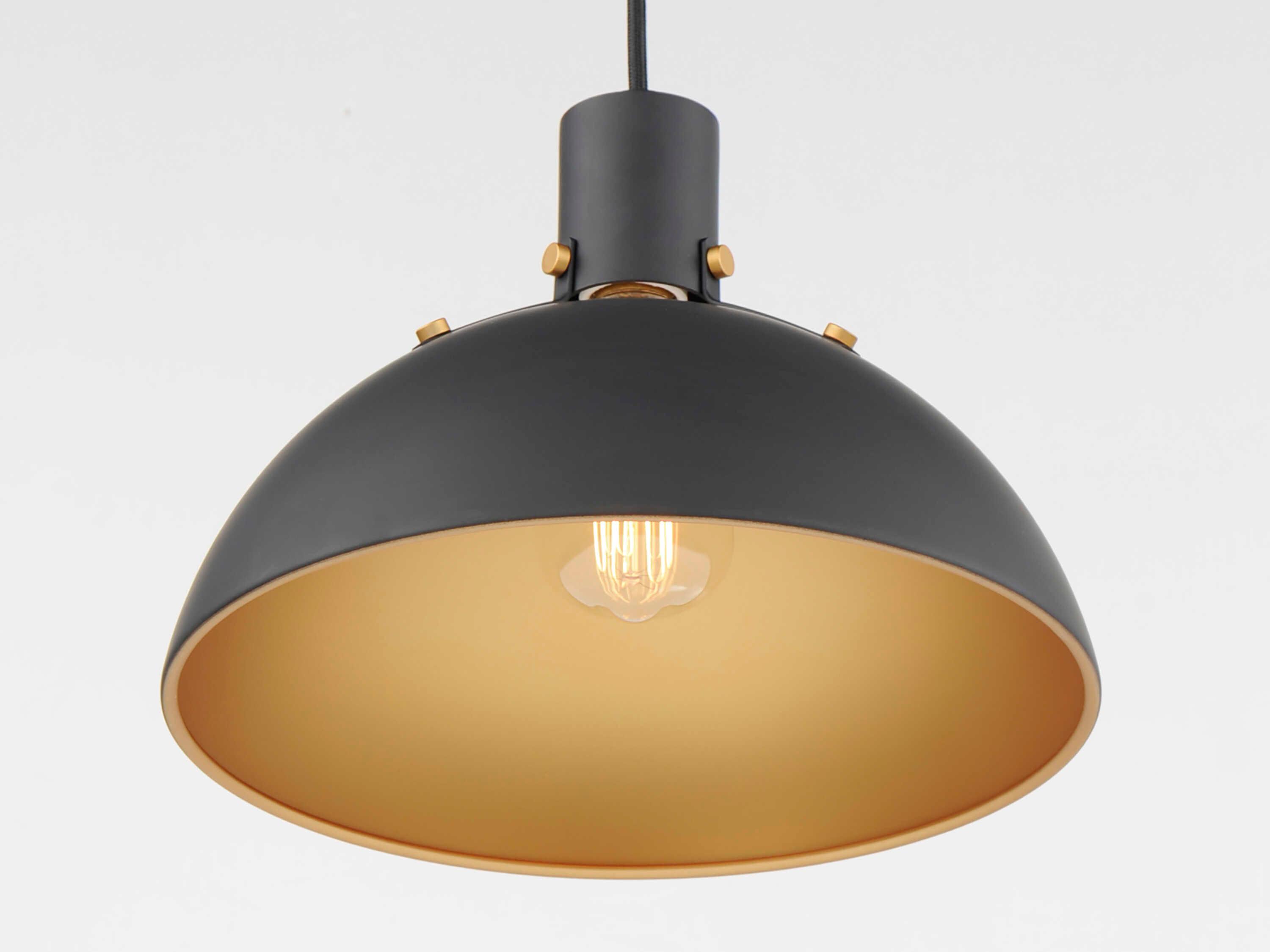 Maxim Lighting Dawn 1-Light Antique Brass Black Dome Mini Pendant