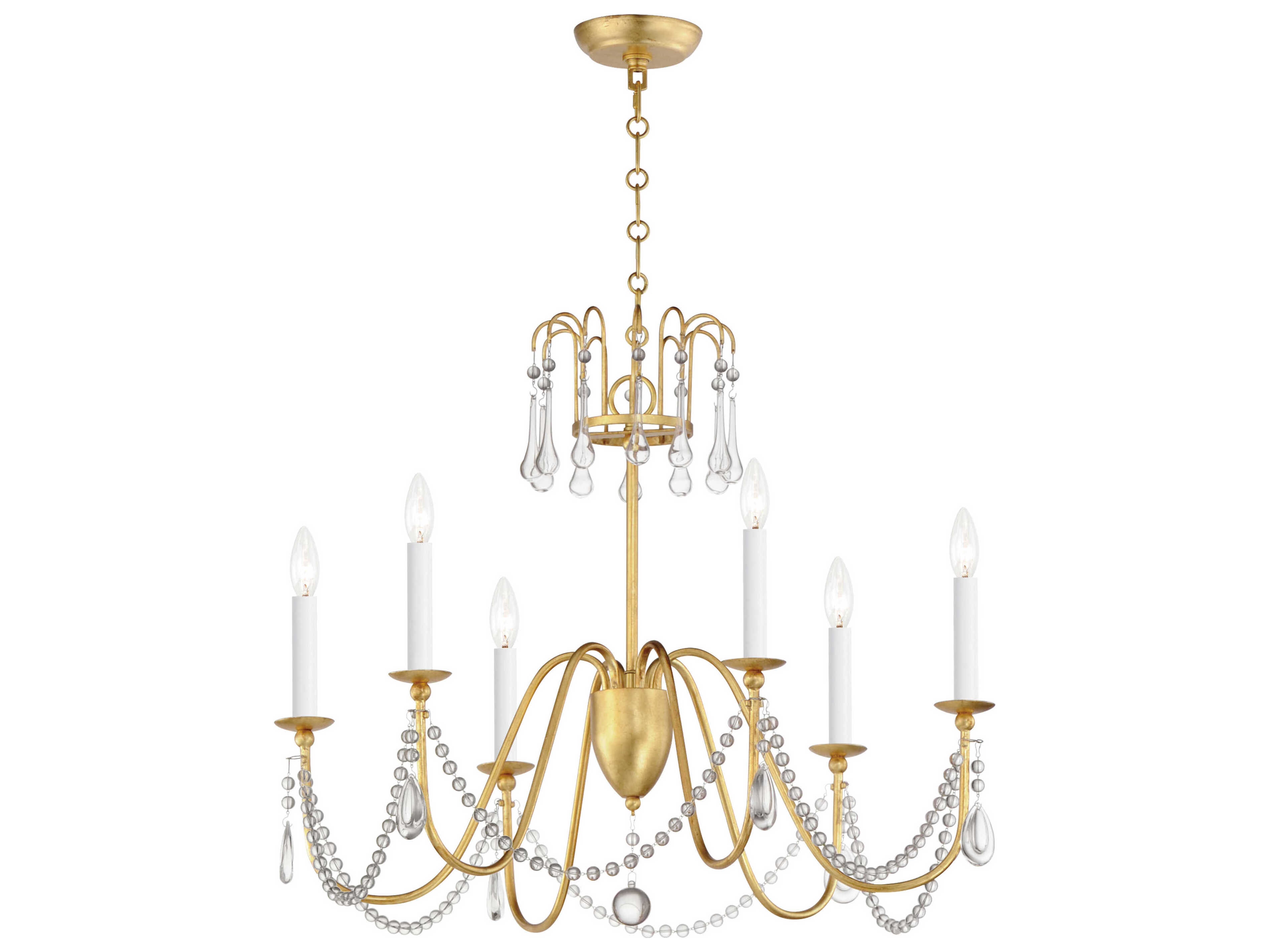 Maxim Lighting Plumette 6-Light Gold Leaf Crystal Candelabra Chandelier