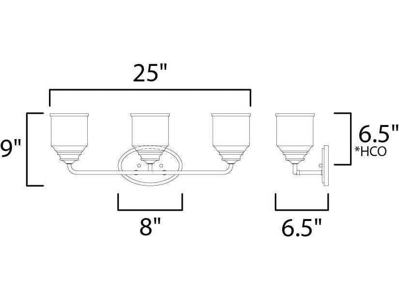 Maxim Lighting Acadia 3-Light Heritage Gold Glass Vanity Light