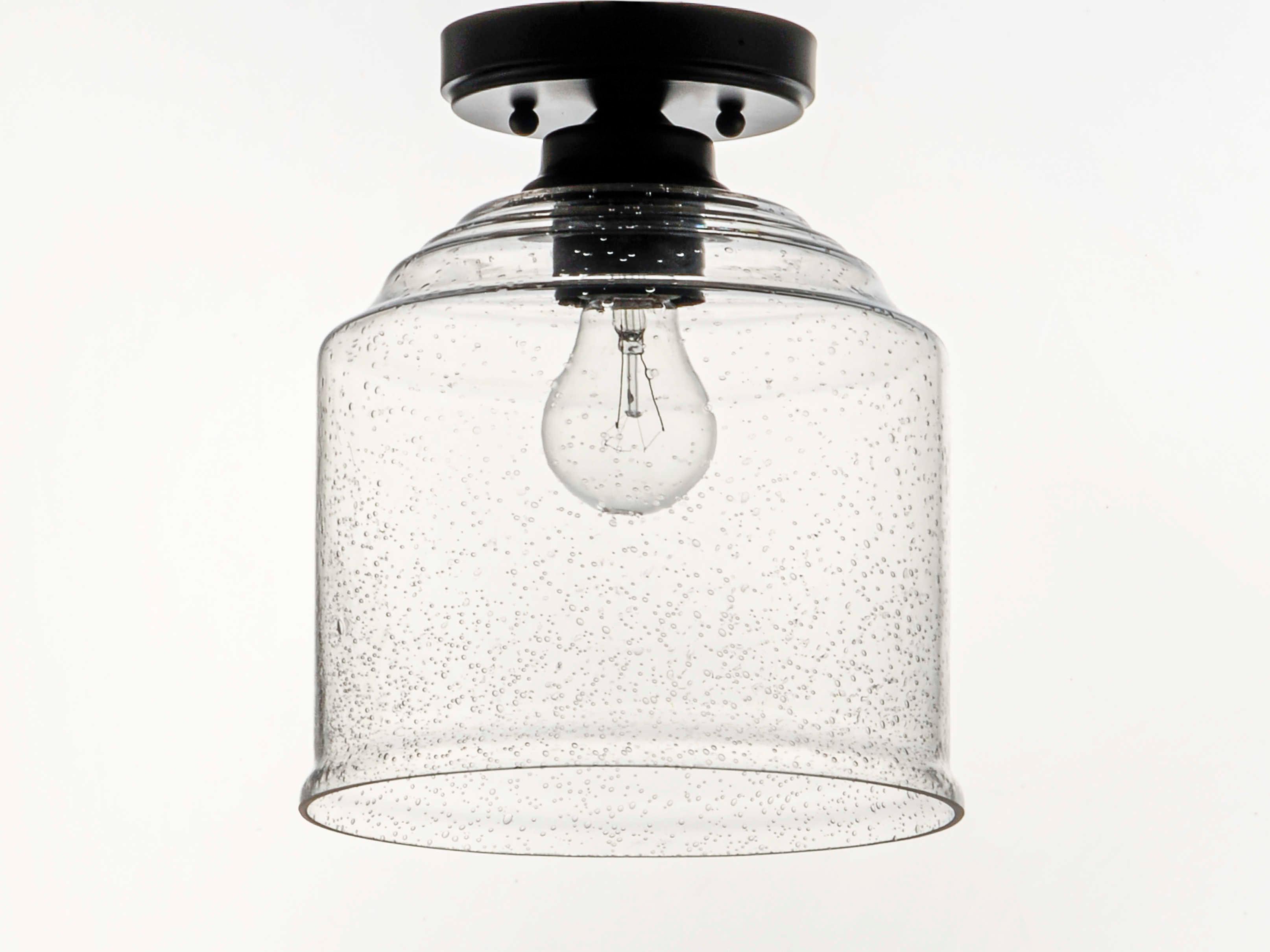 Maxim Lighting Acadia 1-Light Black Glass Bell Semi Flush Mount