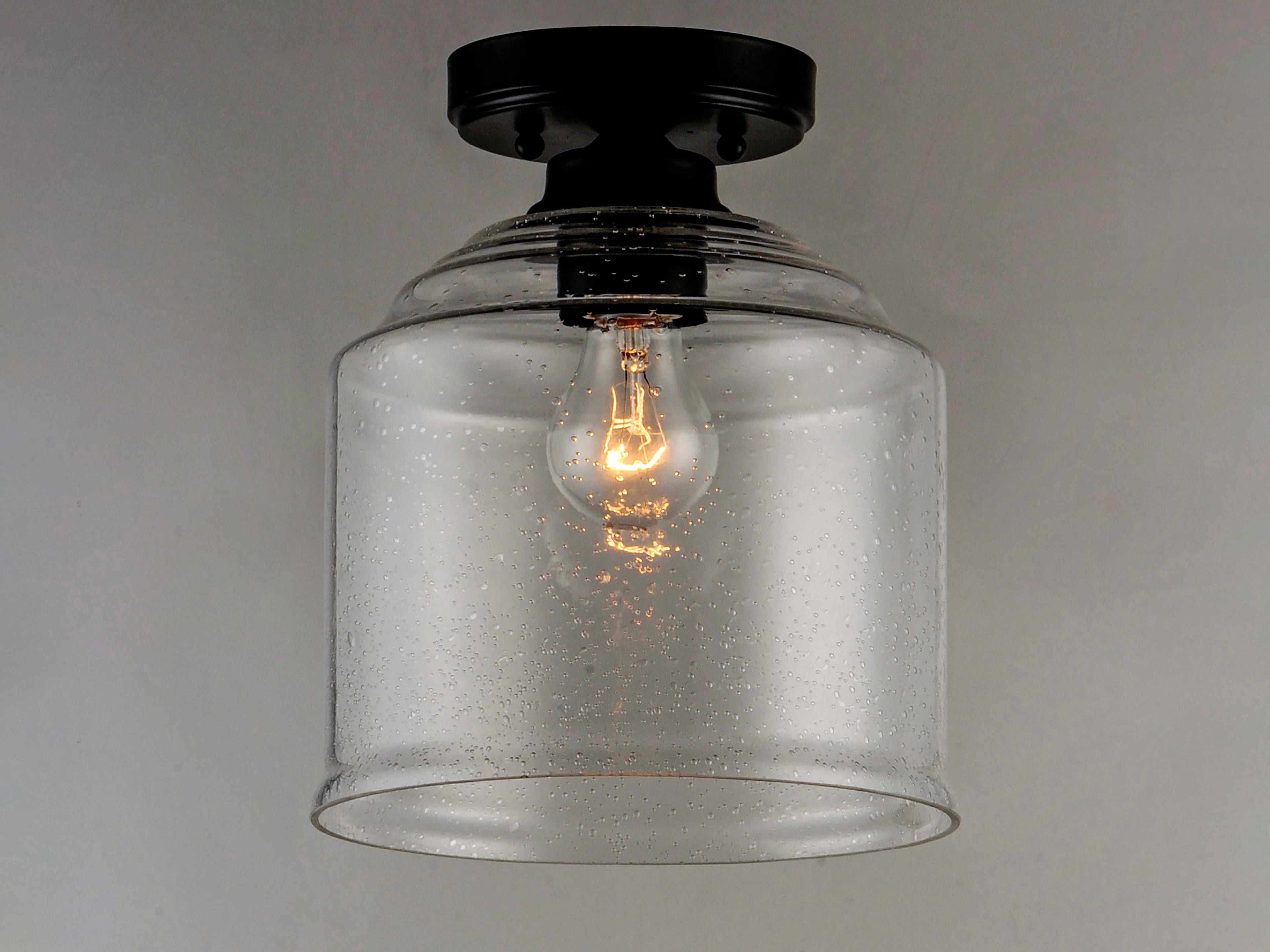 Maxim Lighting Acadia 1-Light Black Glass Bell Semi Flush Mount