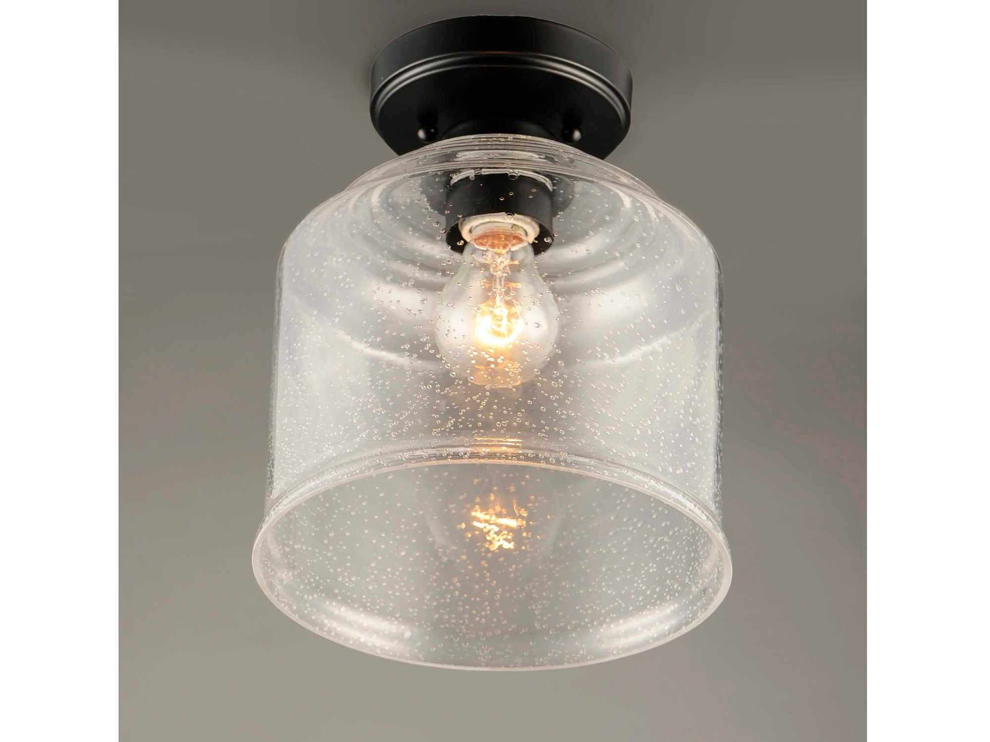 Maxim Lighting Acadia 1-Light Black Glass Bell Semi Flush Mount