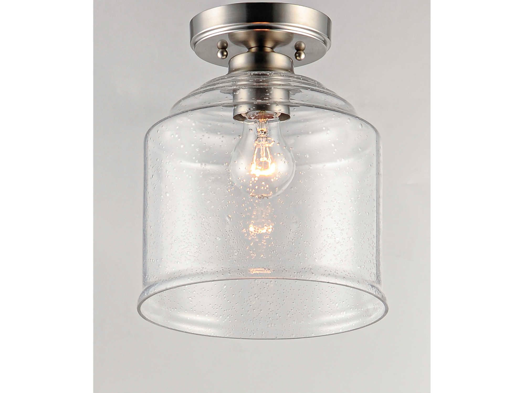 Maxim Lighting Acadia 1-Light Satin Nickel Glass Bell Semi Flush Mount