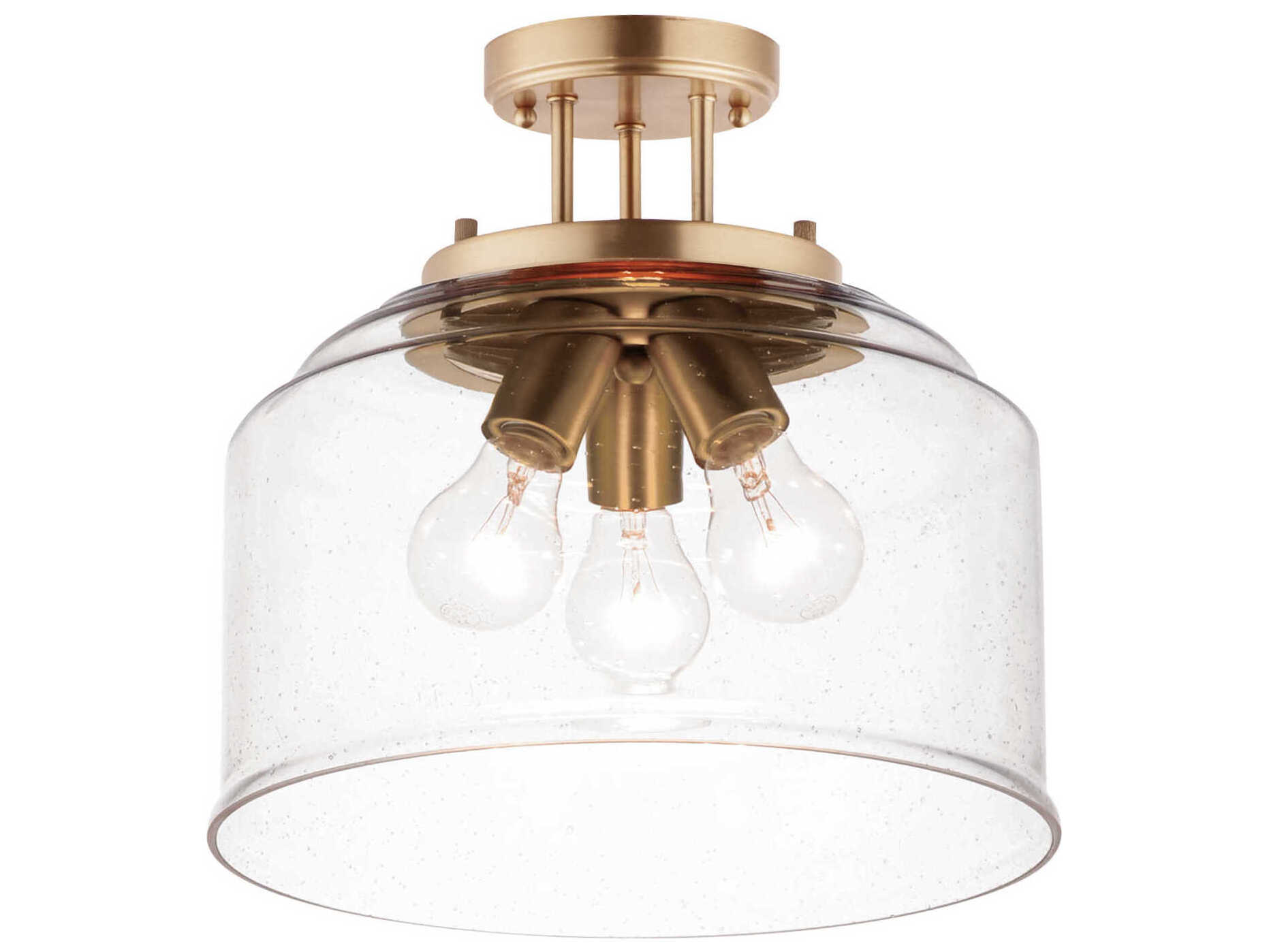 Maxim Lighting Acadia 3-Light Heritage Brass Glass Dome Semi Flush Mount