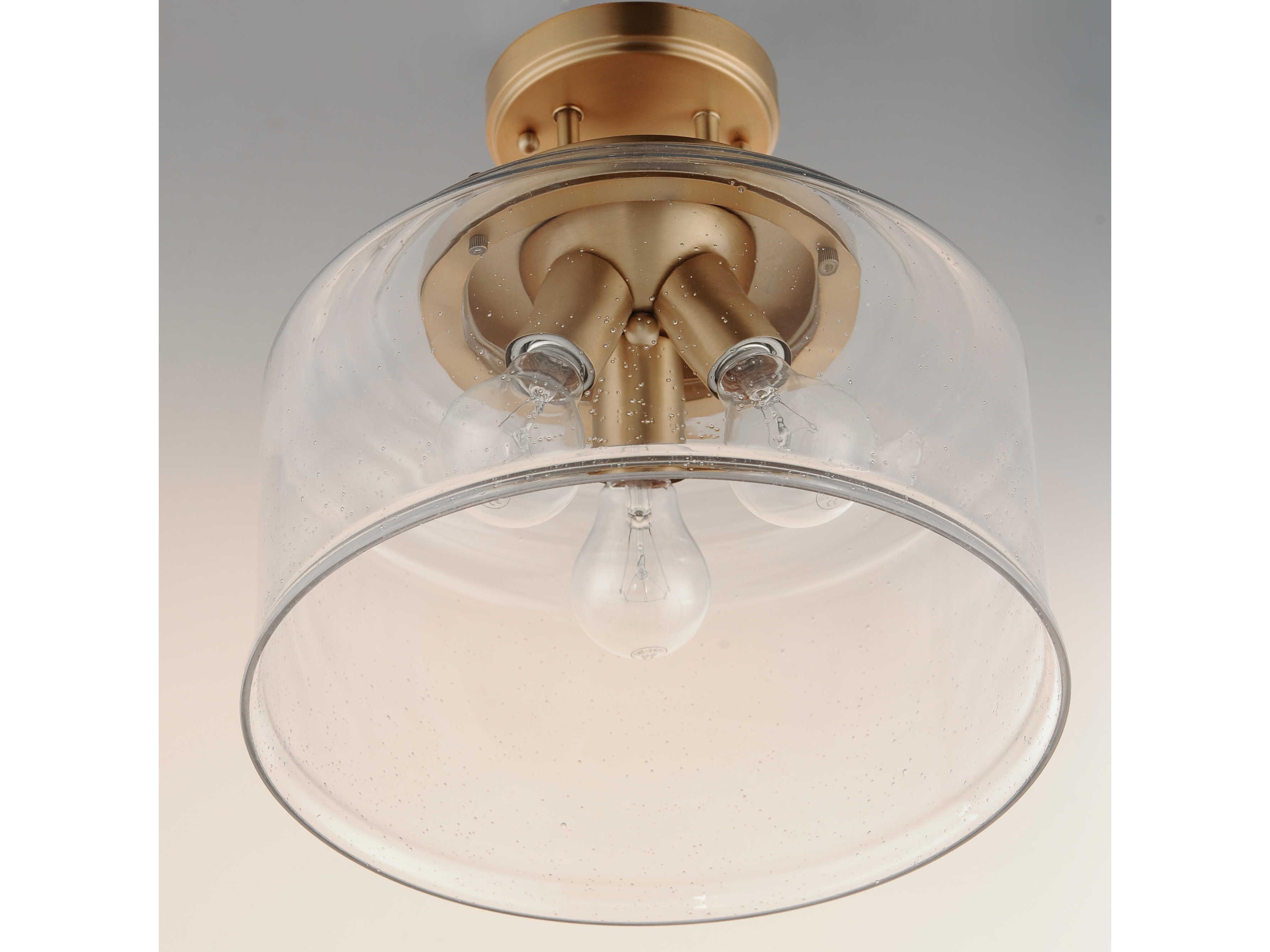 Maxim Lighting Acadia 3-Light Heritage Brass Glass Dome Semi Flush Mount