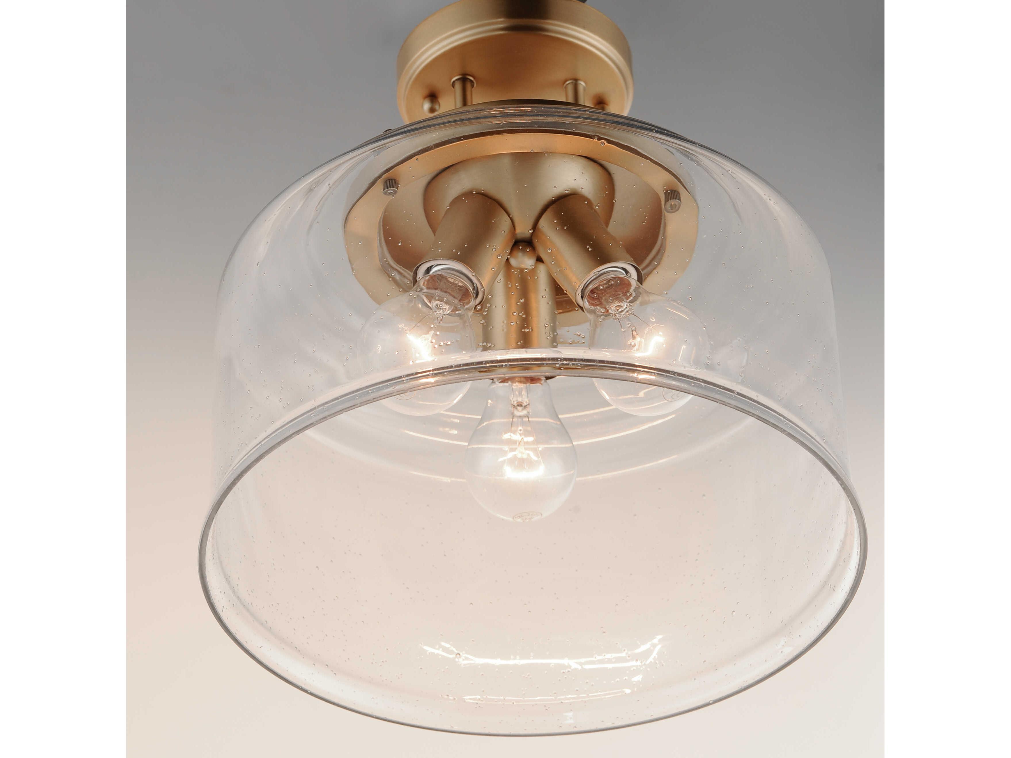 Maxim Lighting Acadia 3-Light Heritage Brass Glass Dome Semi Flush Mount