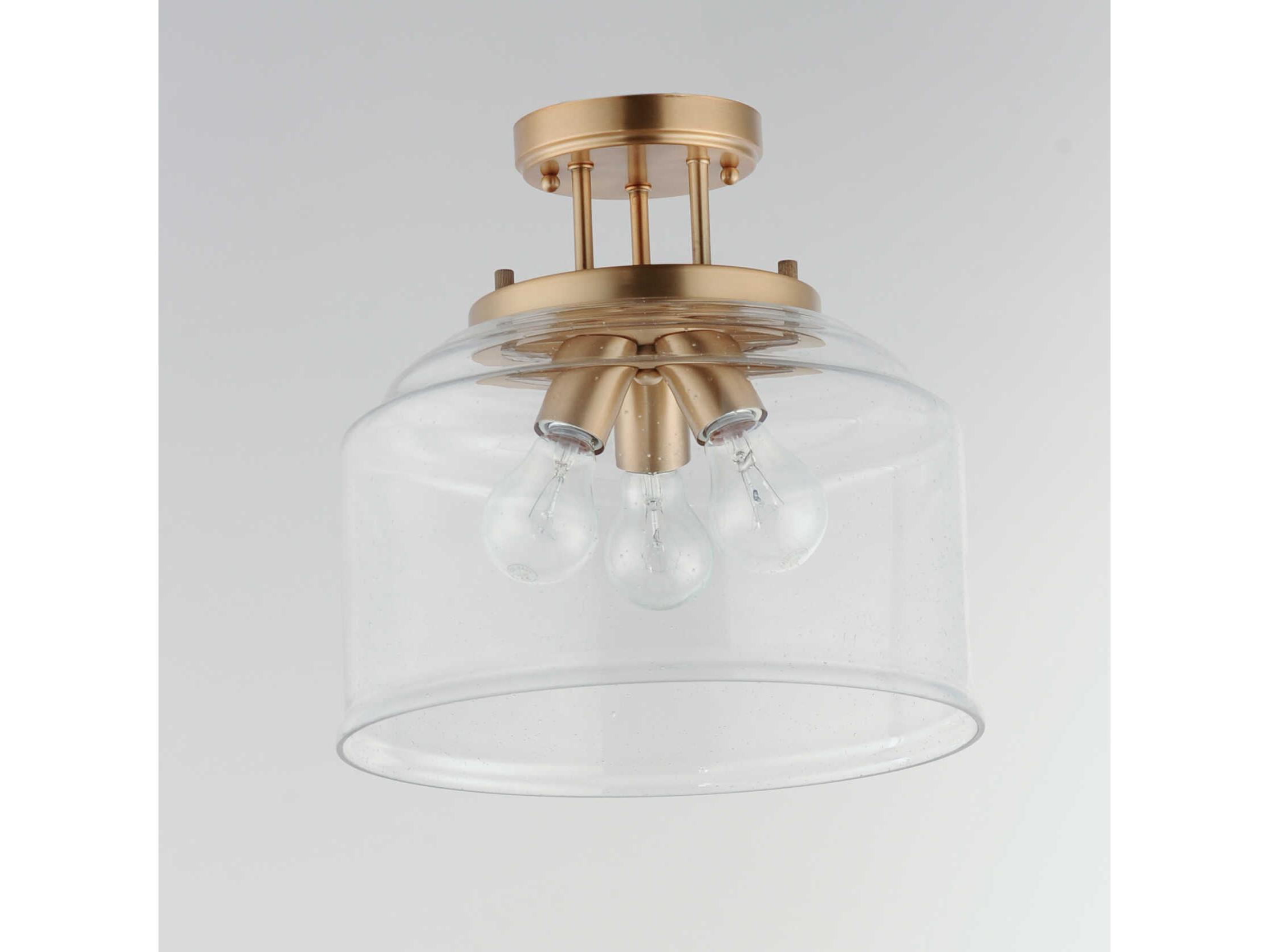 Maxim Lighting Acadia 3-Light Heritage Brass Glass Dome Semi Flush Mount