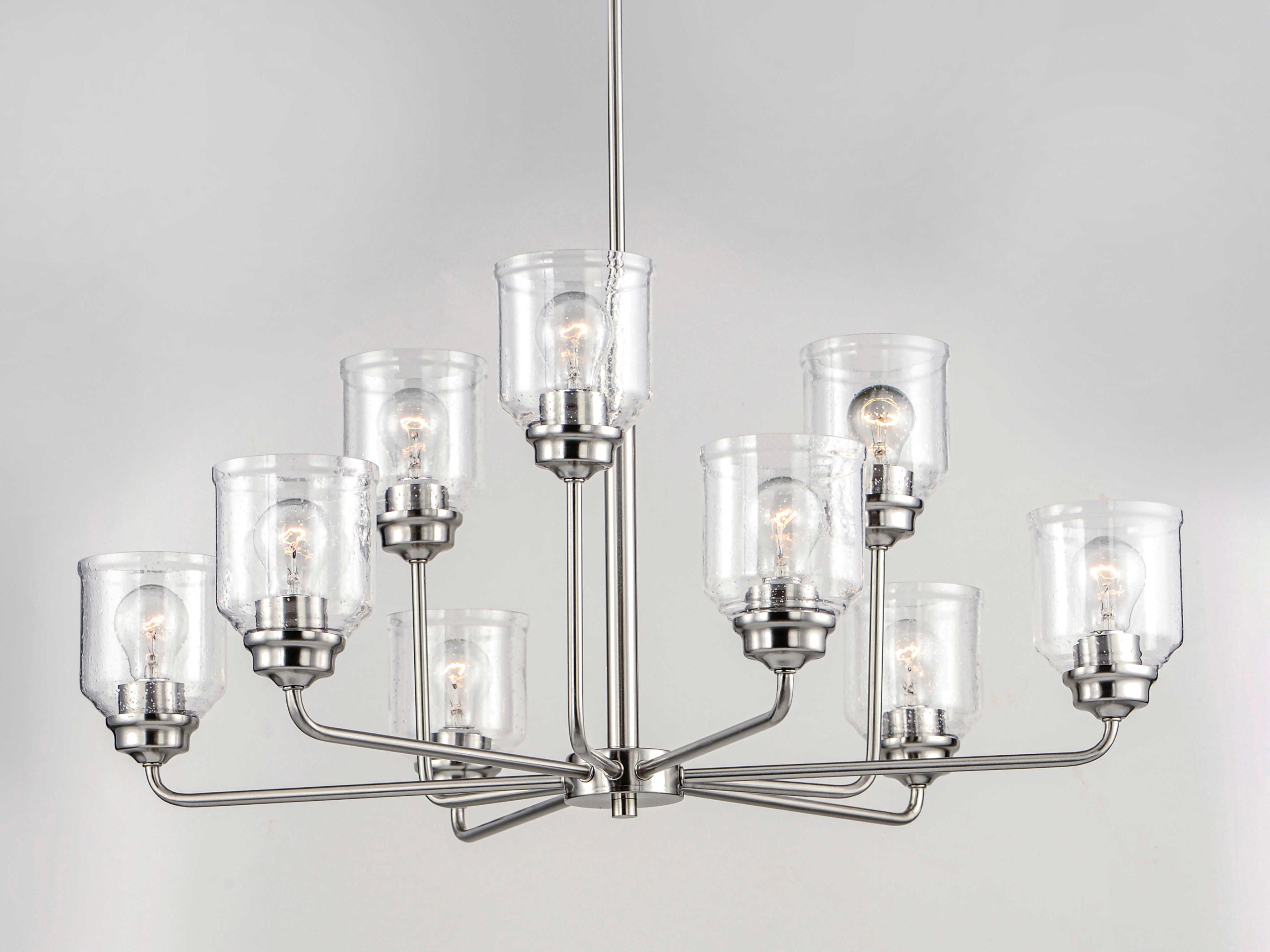 Maxim Lighting Acadia 9-Light Satin Nickel Glass Bell Chandelier
