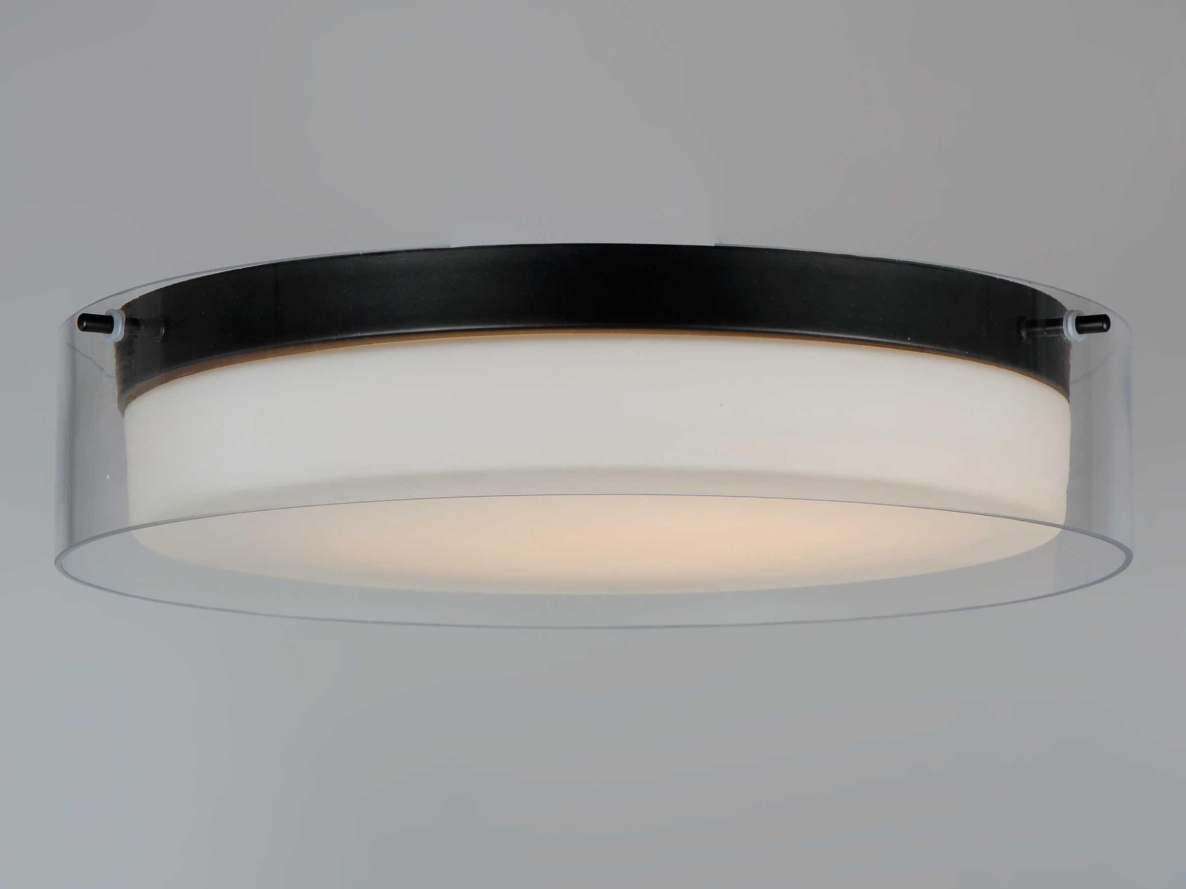 Maxim Lighting Duo 1-Light Black Glass LED Drum Flush Mount
