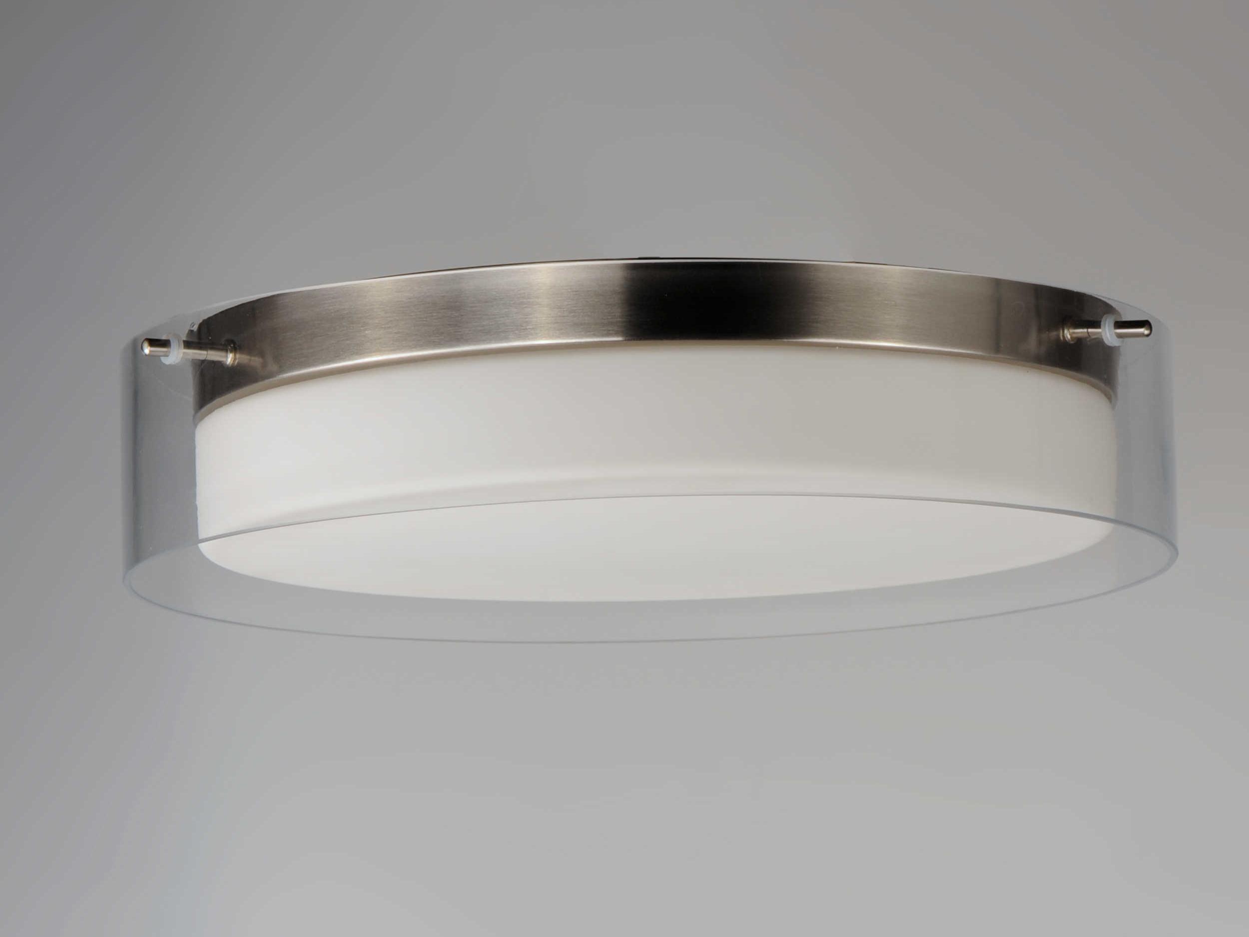 Maxim Lighting Duo 1-Light Satin Nickel Glass LED Drum Flush Mount