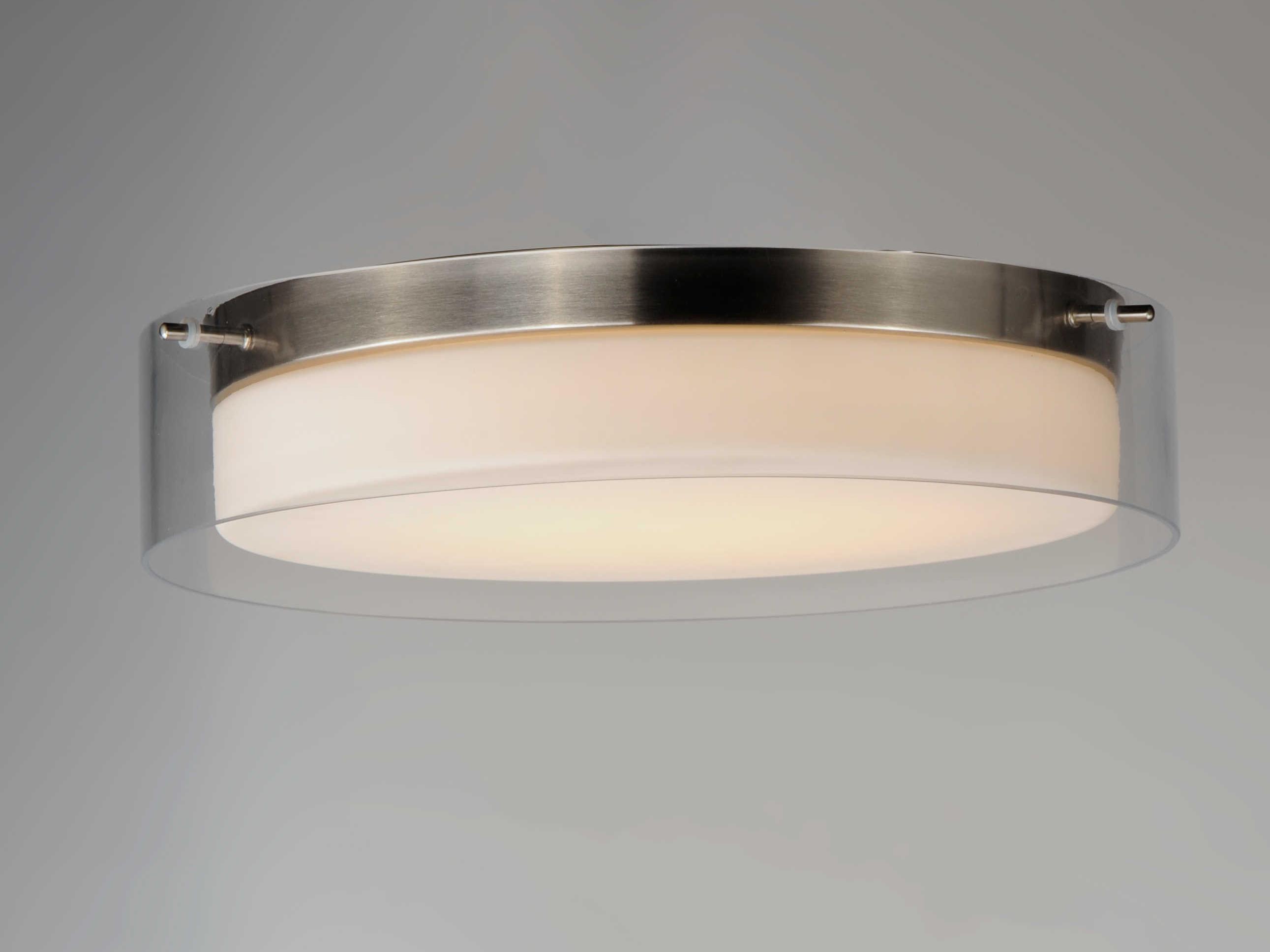 Maxim Lighting Duo 1-Light Satin Nickel Glass LED Drum Flush Mount