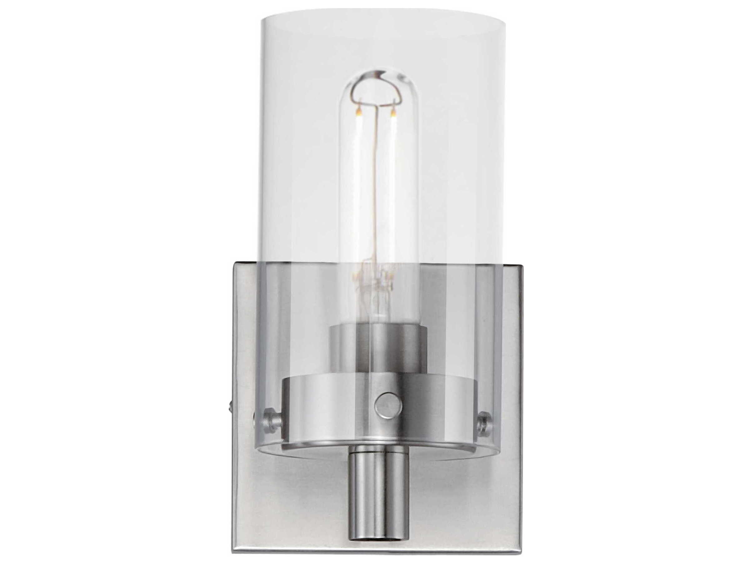 Maxim Lighting Pinn 1-Light Satin Nickel Glass Wall Sconce