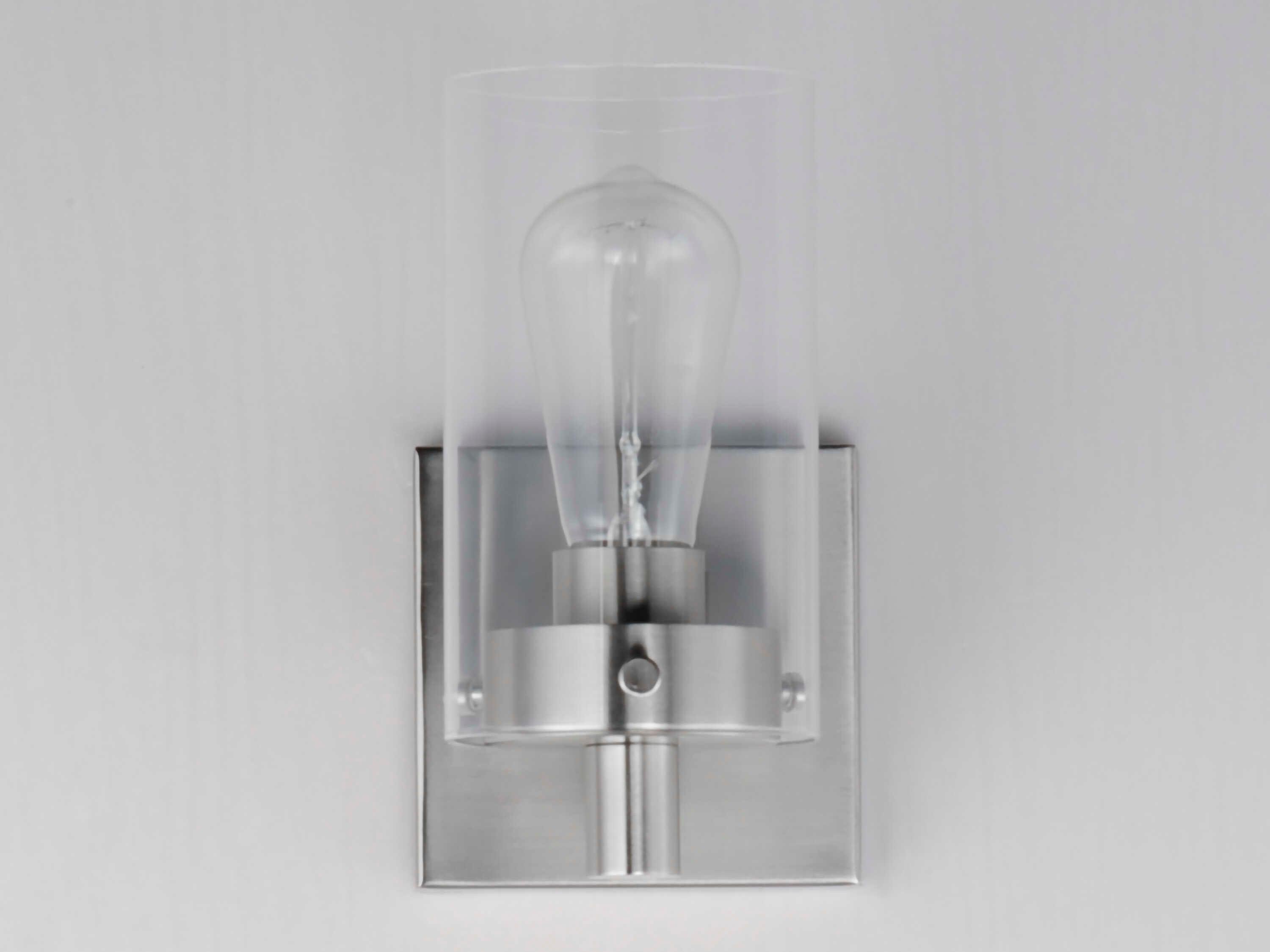 Maxim Lighting Pinn 1-Light Satin Nickel Glass Wall Sconce