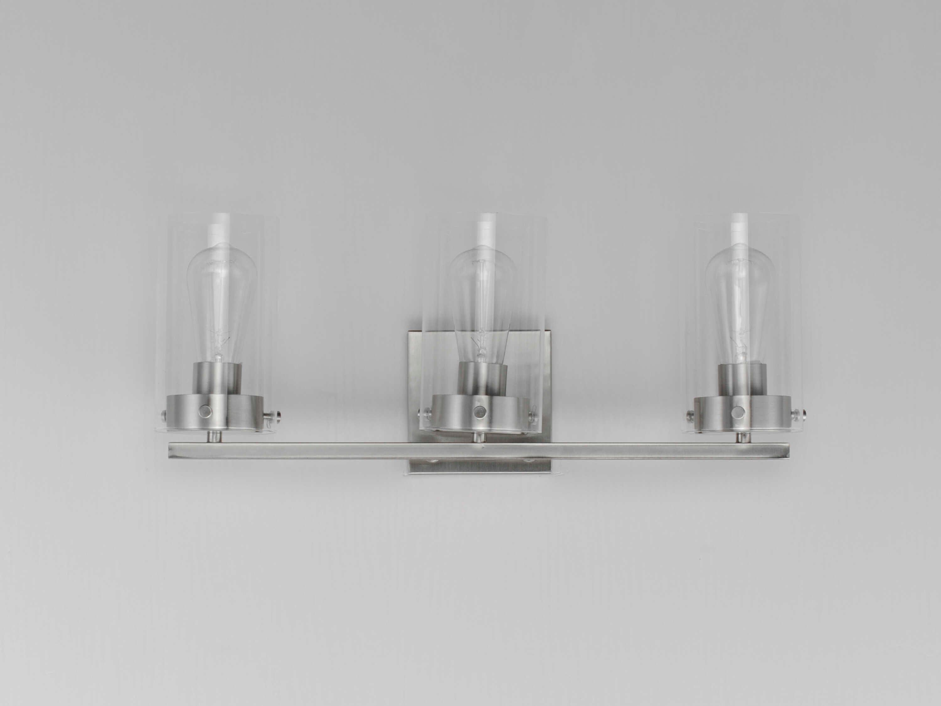 Maxim Lighting Pinn 3-Light Satin Nickel Glass Vanity Light