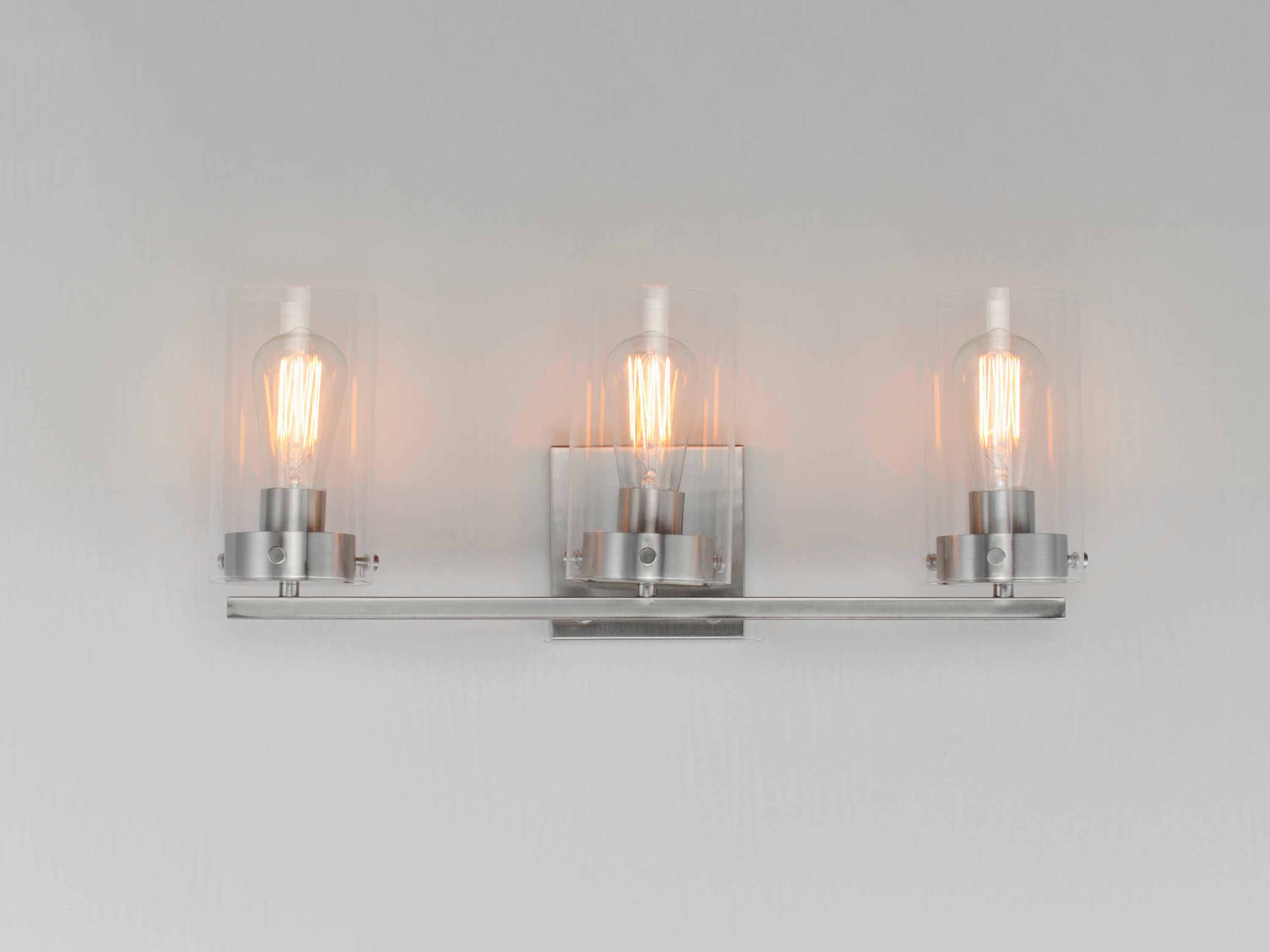Maxim Lighting Pinn 3-Light Satin Nickel Glass Vanity Light