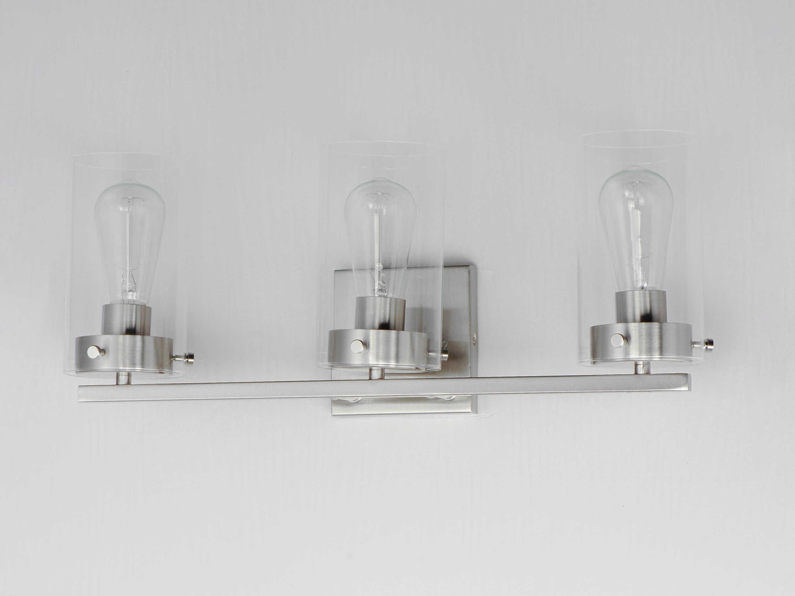 Maxim Lighting Pinn 3-Light Satin Nickel Glass Vanity Light