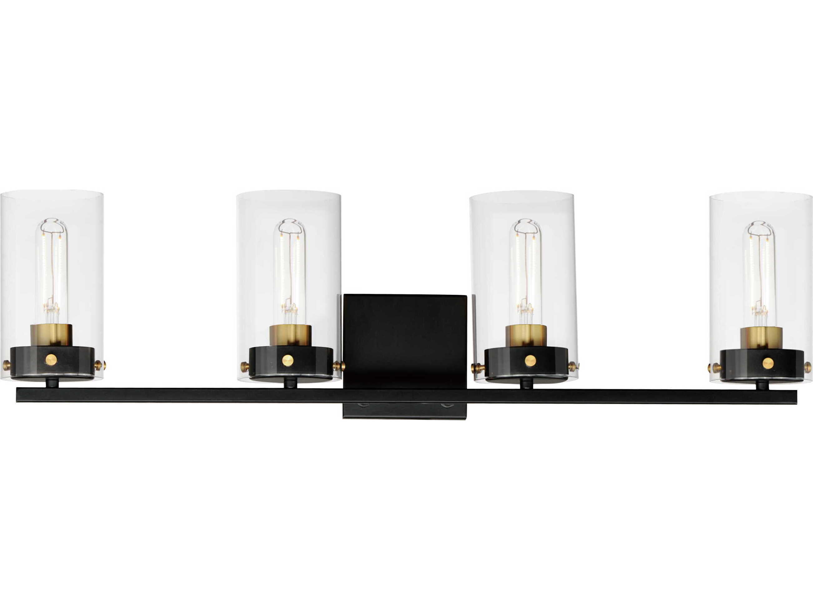 Maxim Lighting Pinn 4-Light Black Satin Brass Glass Vanity Light