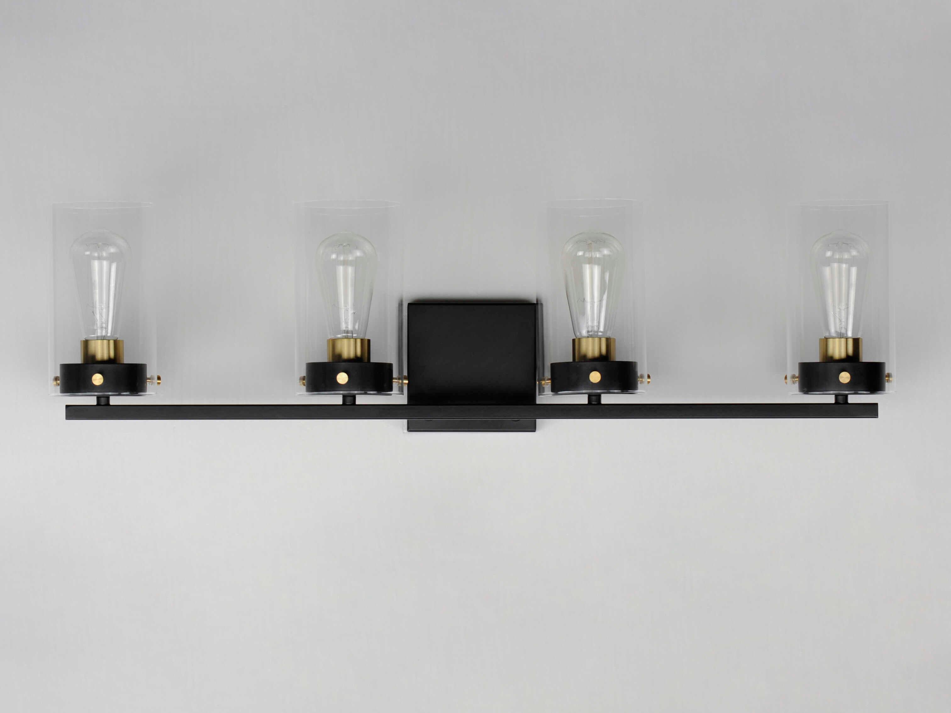 Maxim Lighting Pinn 4-Light Black Satin Brass Glass Vanity Light